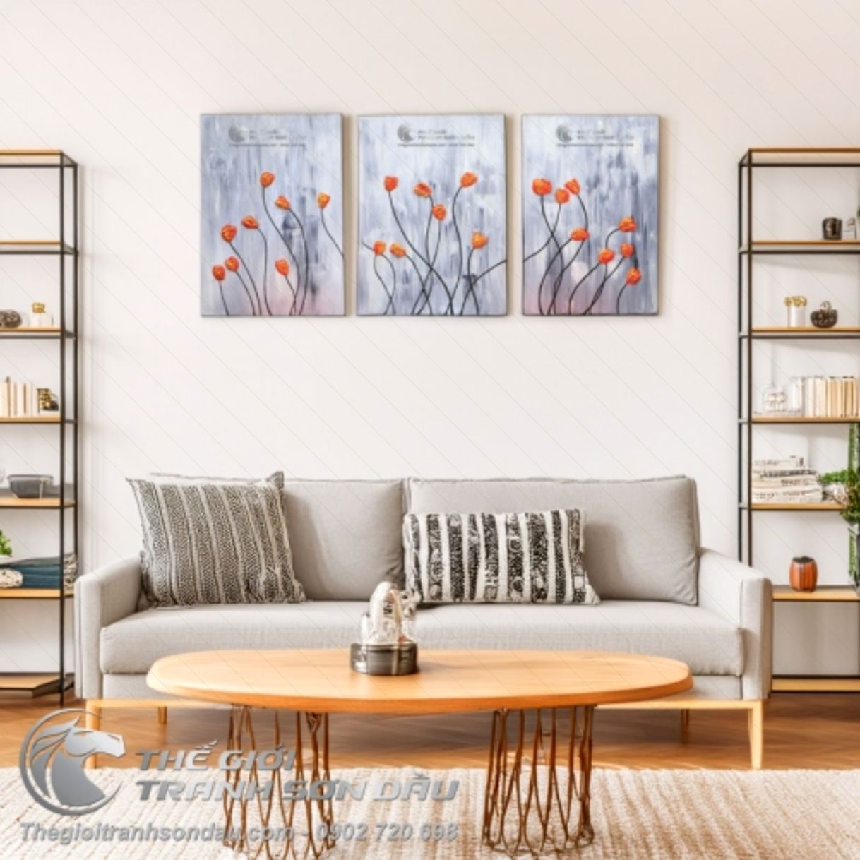 Tranh Sơn Dầu Hiện Đại Bán Trừu Tượng Đa Kích Thước Đẹp 