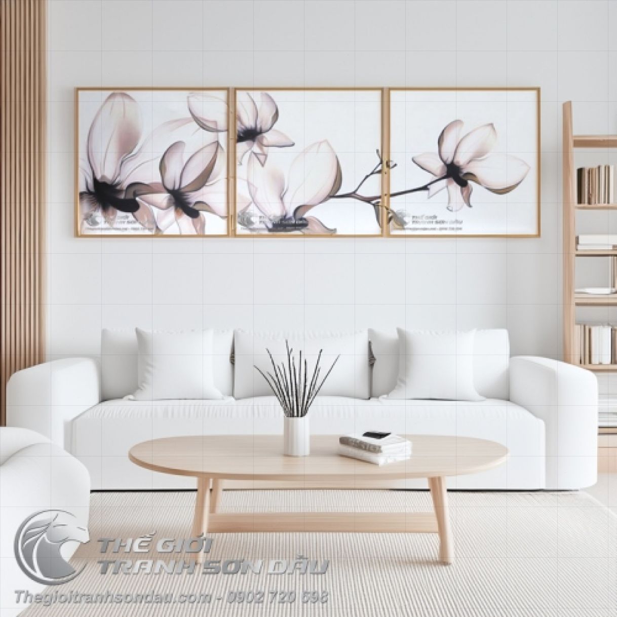 Tranh Bộ Sơn Dầu 3 Bức Đa Kích Thước Khung 6cm Đẹp 