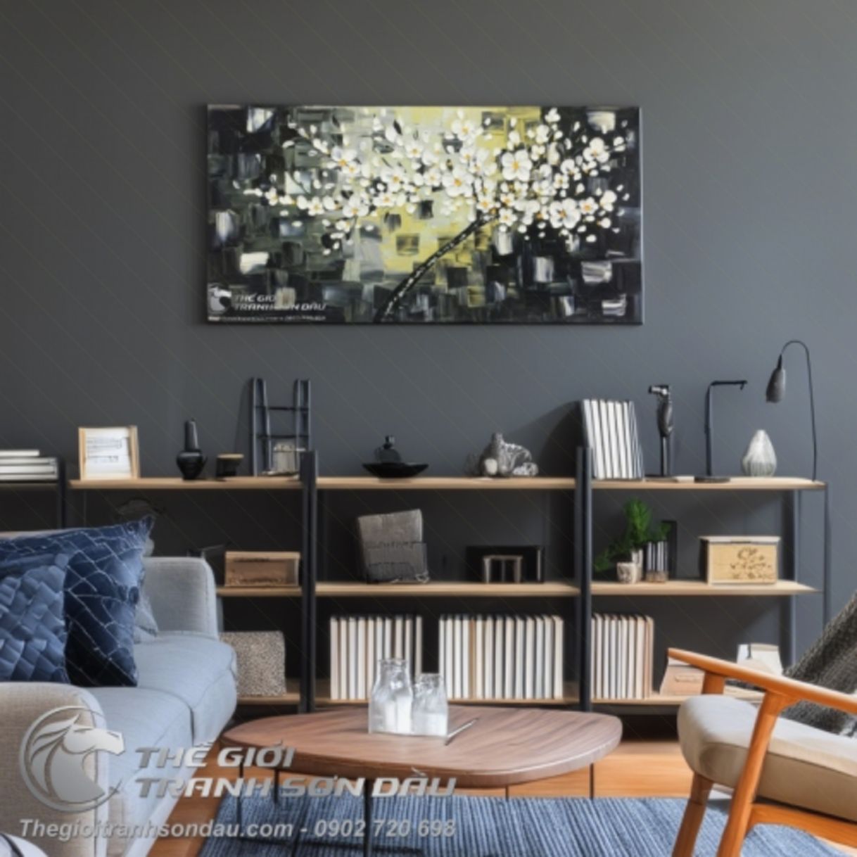 Tranh Hoa Đắp Dày Kiểu Hiện Đại Sơn Dầu 60x120cm Khung 7cm 