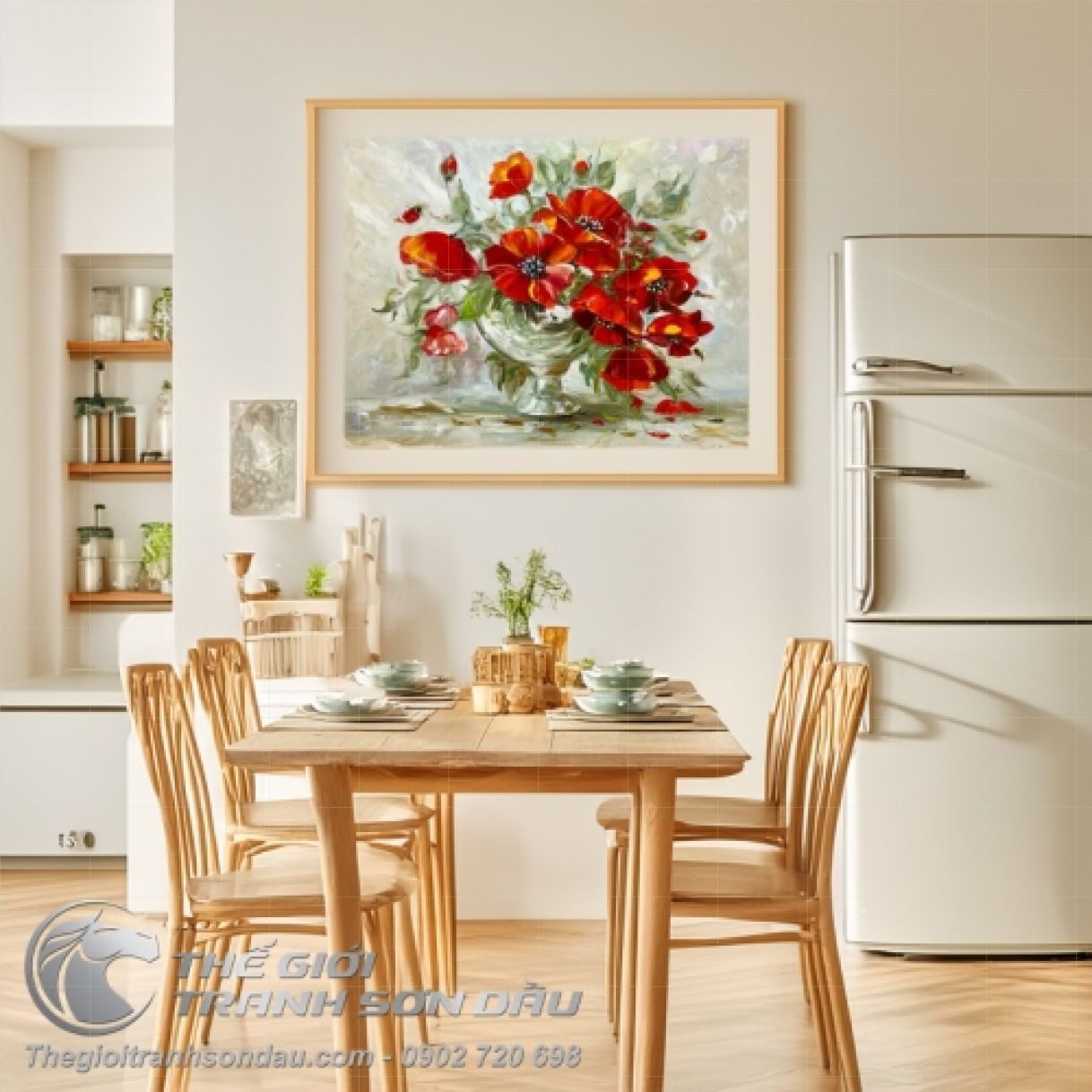 Tranh Vẽ Hoa Hiện Đại Mẫu Mới 2023 Sơn Dầu Đa Sắc Khung 8cm 60x80cm 