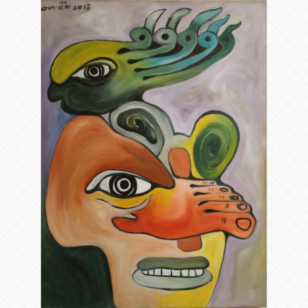 Huy Quyển tranh trừu tượng sơn dầu độc đáo 60x80cm 