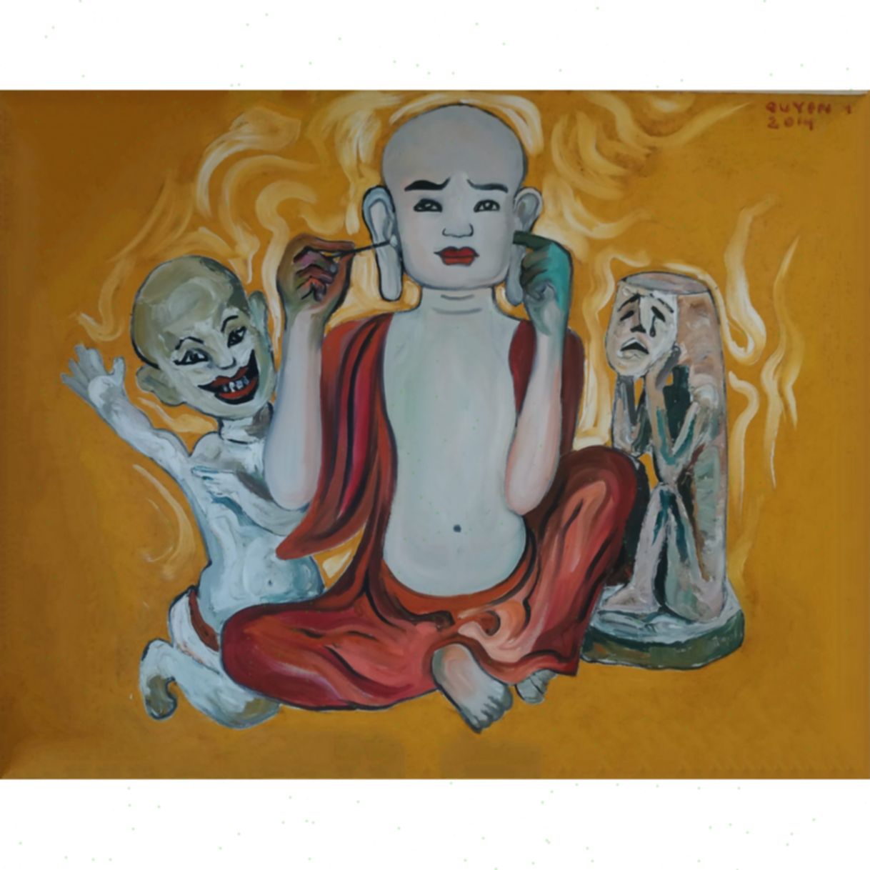 Tranh Sơn Dầu Đi Tu Huy Quyển Kích Thước 80x100cm 