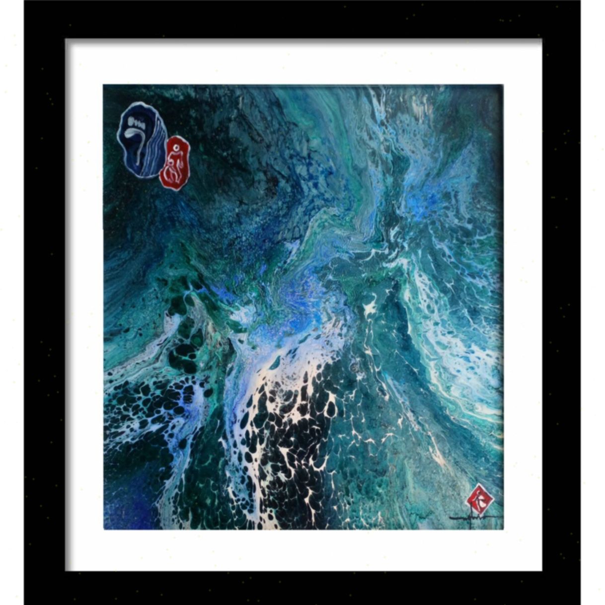 Tranh trừu tượng The Sea of Thirst acrylic có khung 60x60cm 