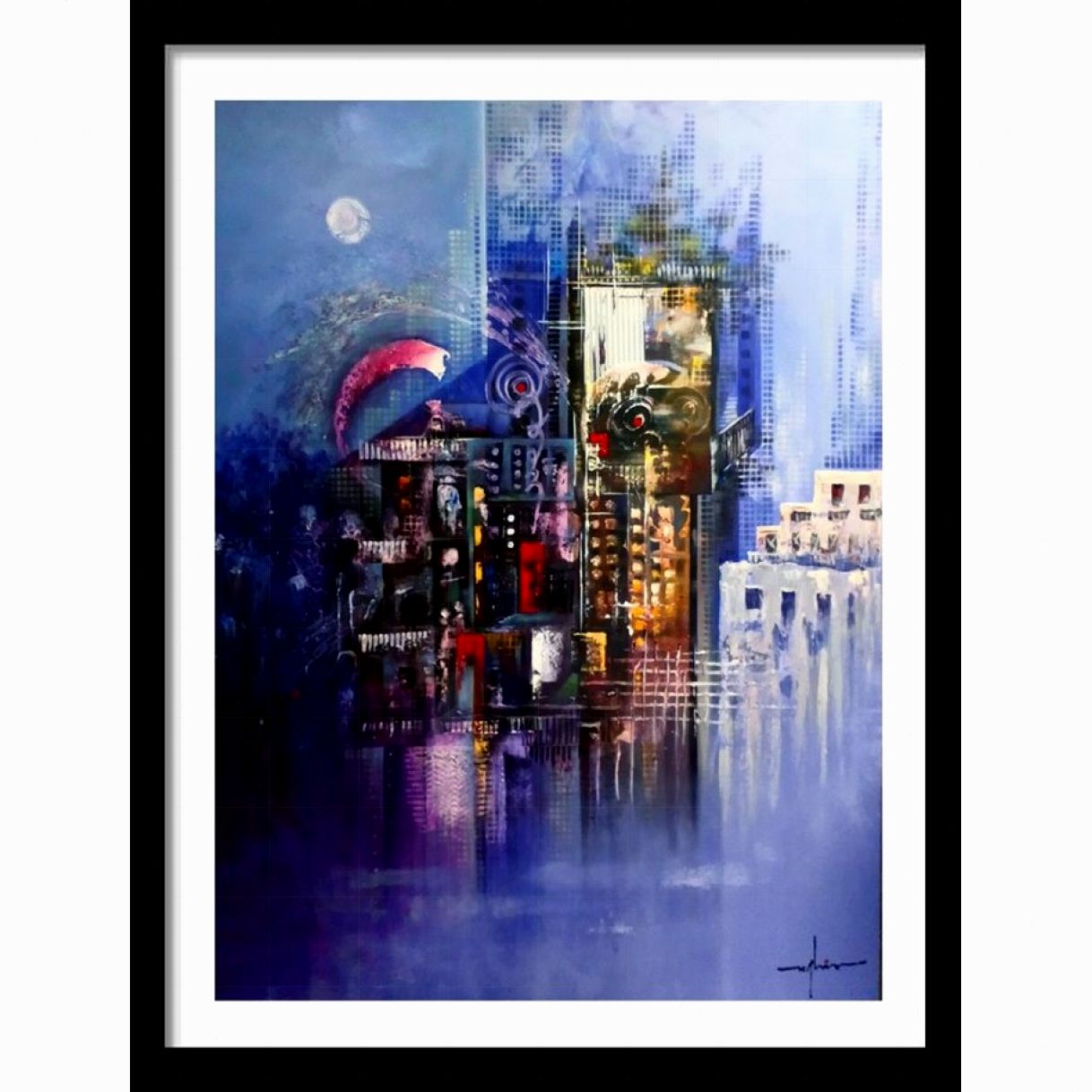 Tranh trừu tượng century night acrylic khung cứng bền 