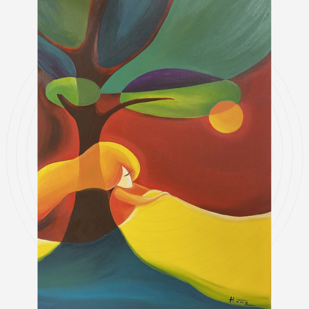 Tranh Hằng A Yellow Ribbon Acrylic 60x80cm Đáng Sưu Tập 