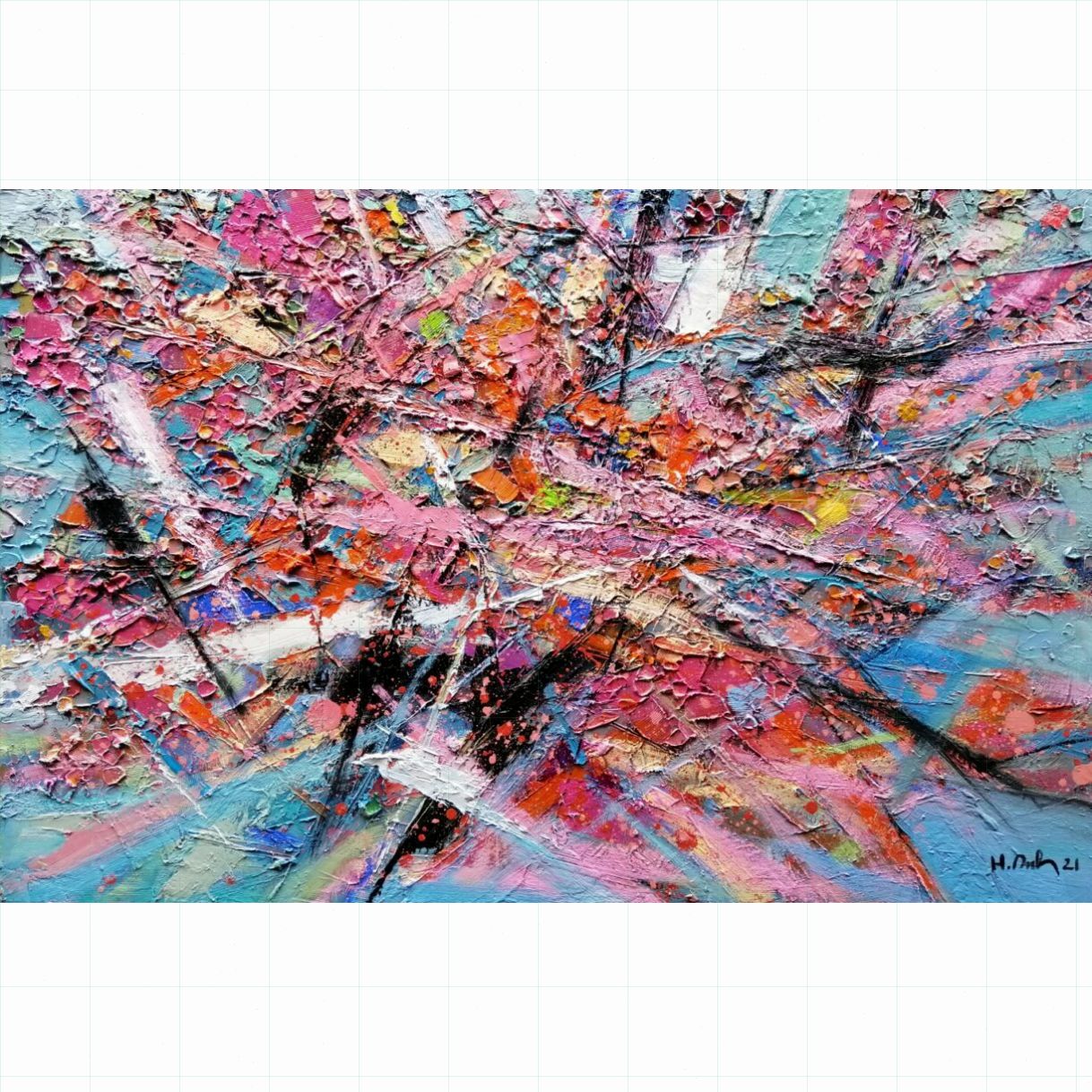 Tranh Trừu Tượng Vườn Xuân Sơn Dầu Toan 80x120cm 
