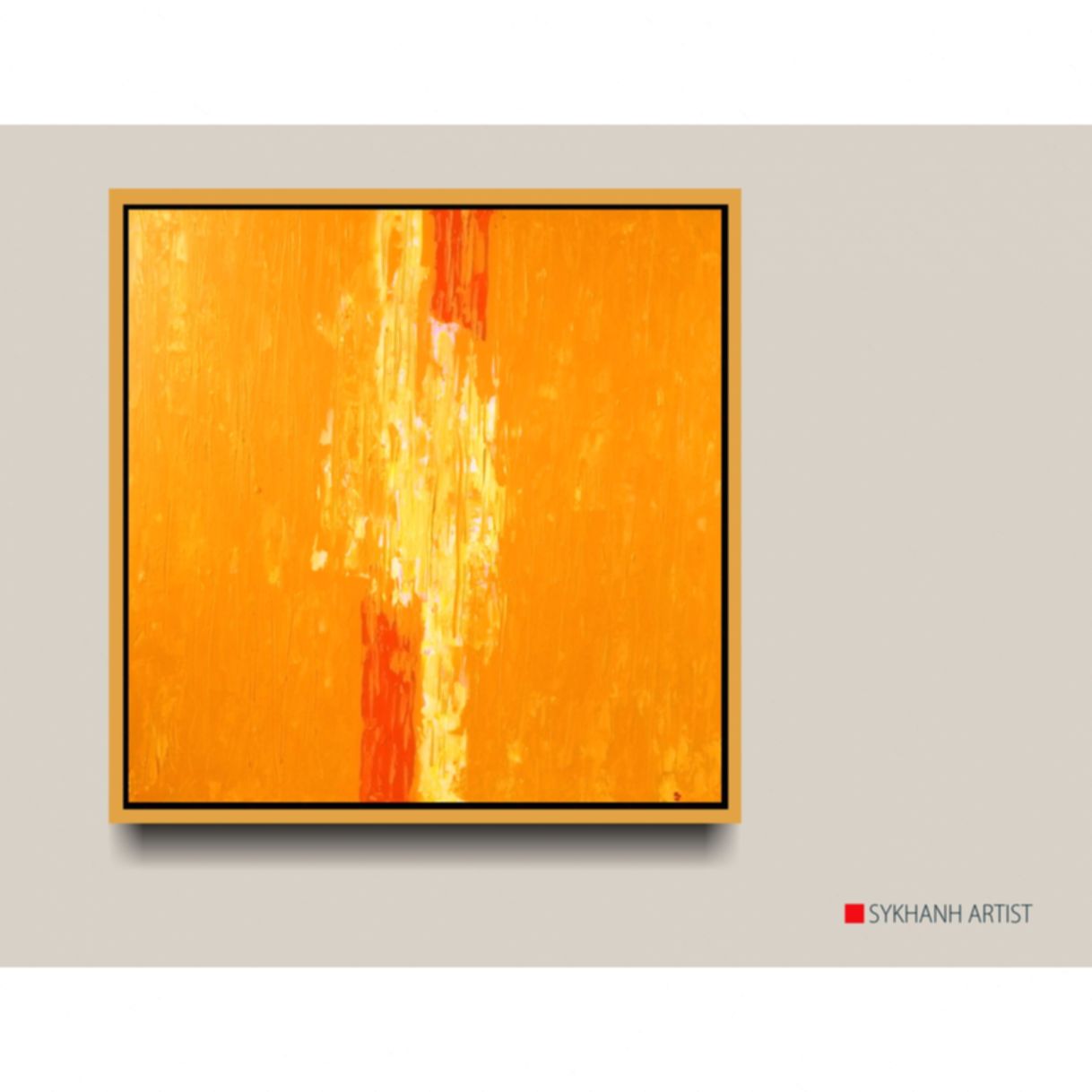 Tranh Trừu Tượng Hạ Vàng Acrylic 80x80cm Sáng Tác 2021 
