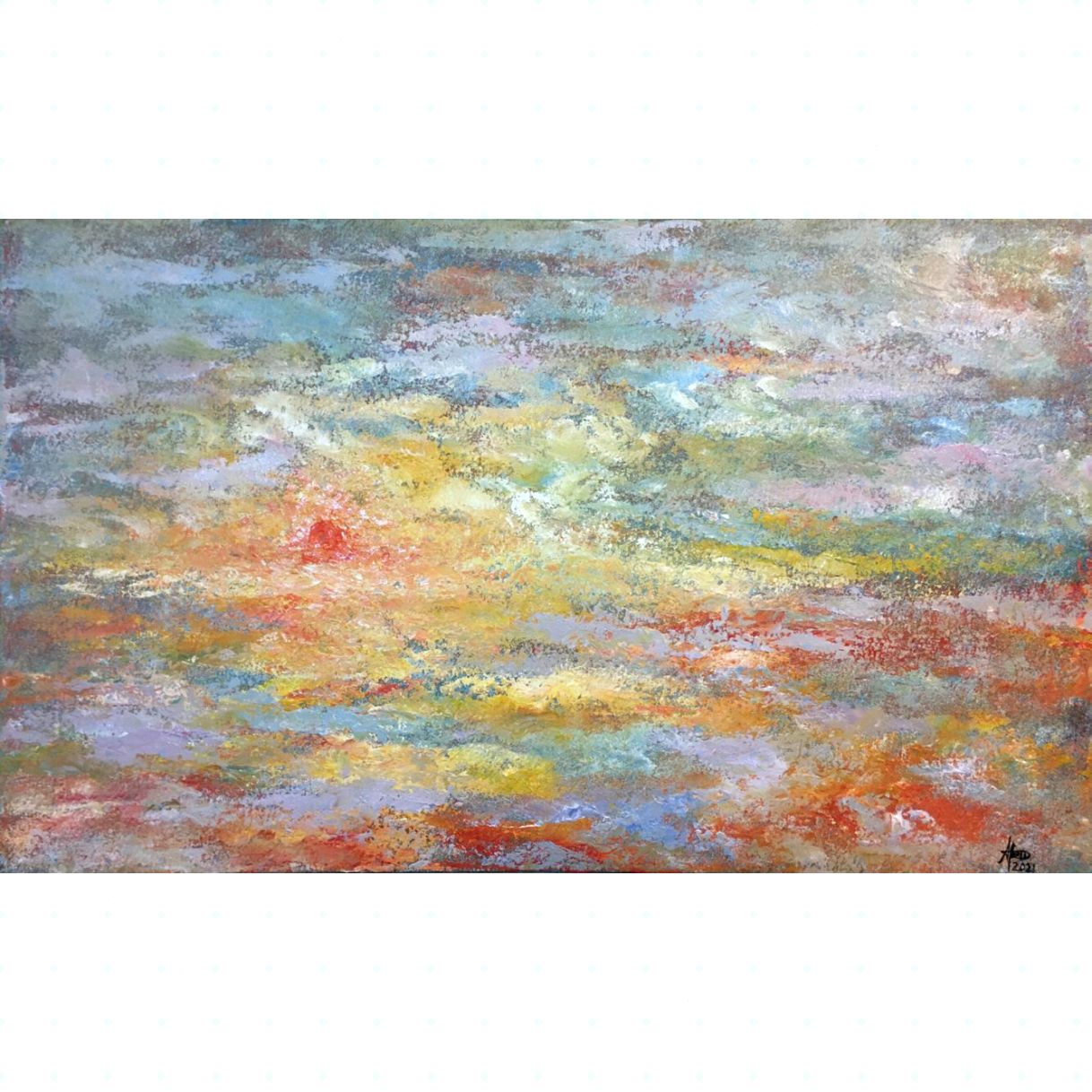Tranh Trừu Tượng Ánh Bình Minh Acrylic 60x100cm Tác Phẩm Độc Bản 