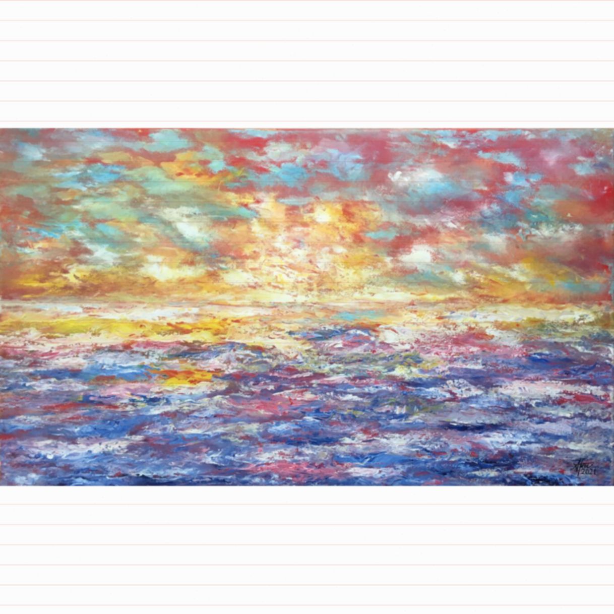 Tranh Trừu Tượng Thung Lũng Hoa Acrylic Toan Kích Thước 70x120cm 