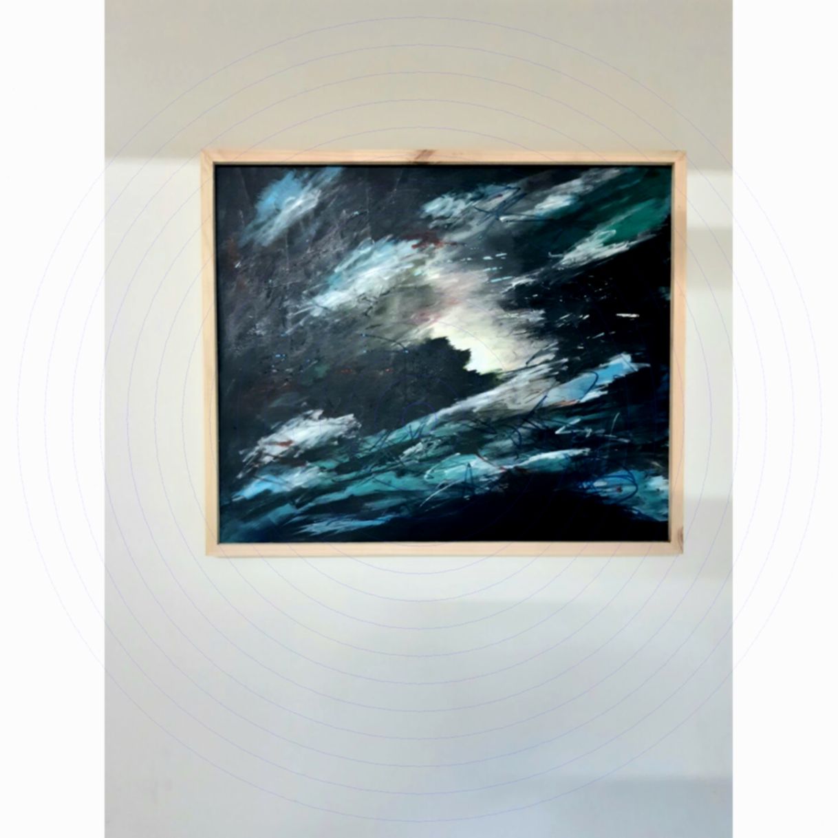 Tranh Trừu Tượng Trăng Lên Acrylic 60x50cm Tinh Tế Trang Trí 