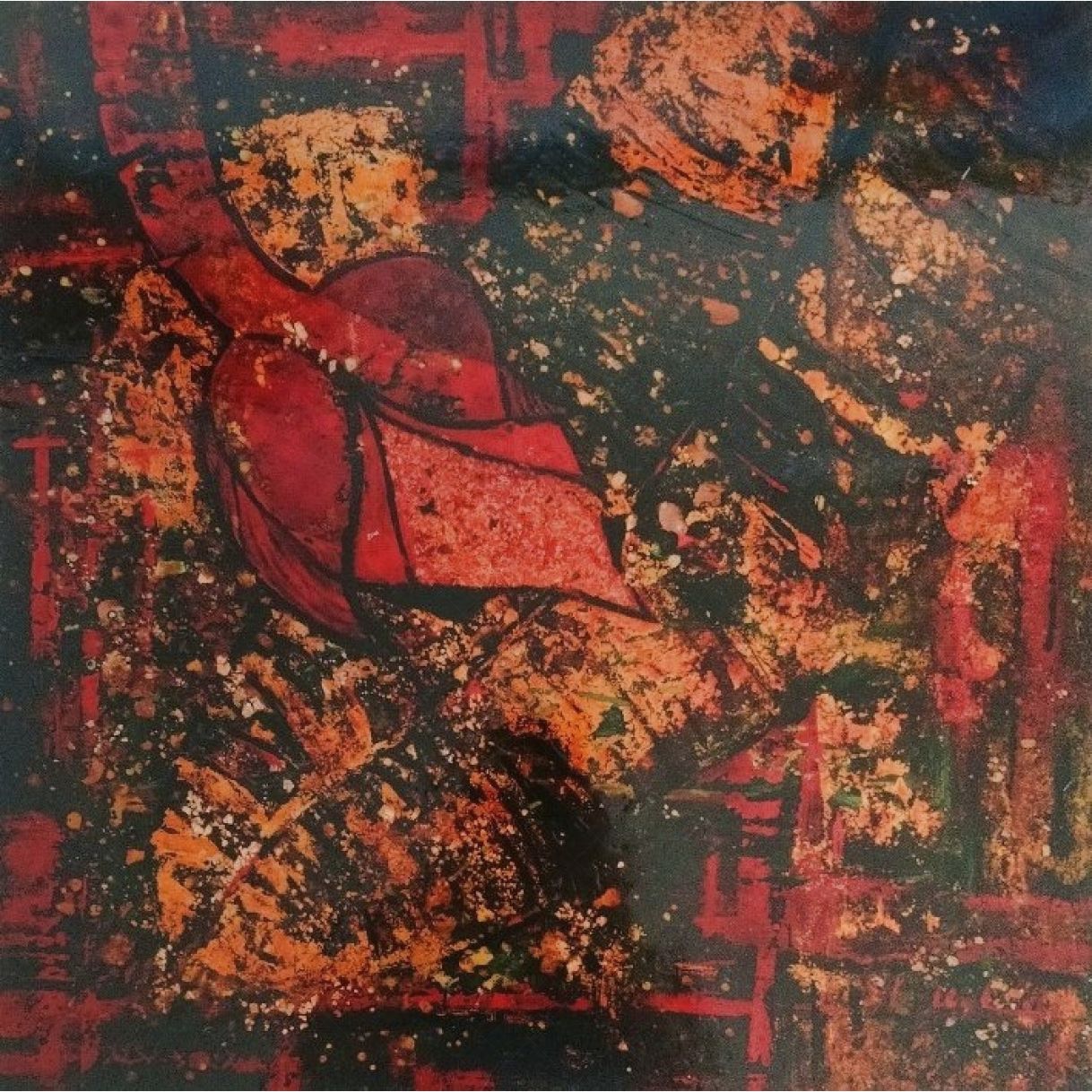 Tranh Trừu Tượng Hoa Chuối Sơn Mài 50x50cm Độc Bản 2021 