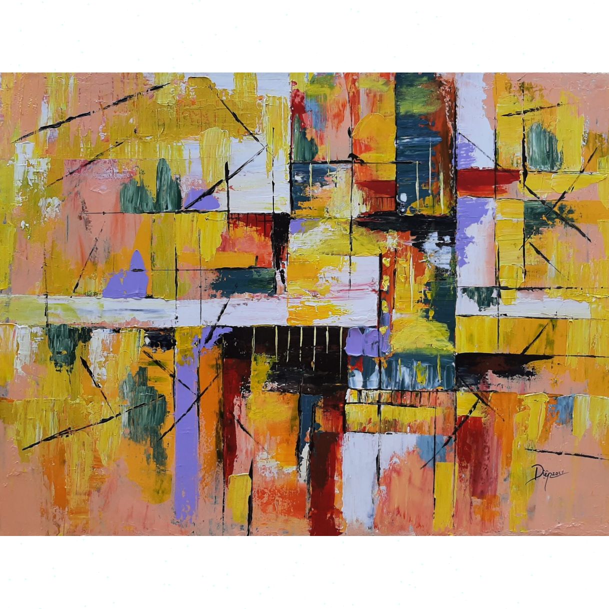 Tranh Trừu Tượng Phố Xa Acrylic 60x80cm độc bản Năm 2021 