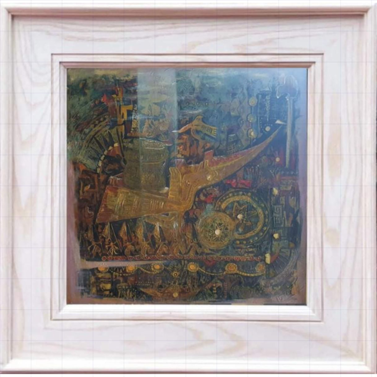 Tranh Trừu Tượng Chim Lạc Việt Sơn Dầu 100x100cm Độc Bản 