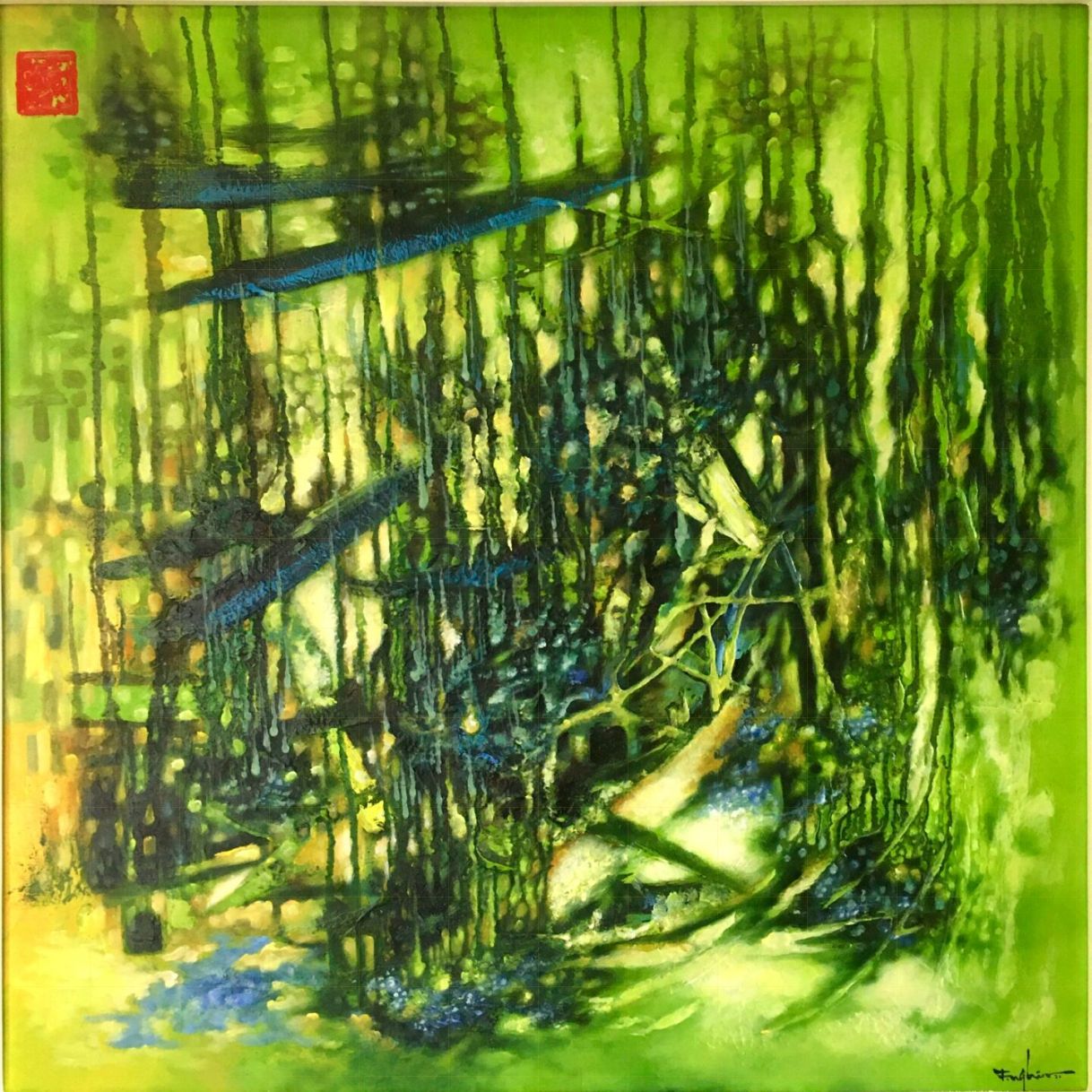Tranh Trừu Tượng Abstract 05 Acrylic Canvas 80x80cm 