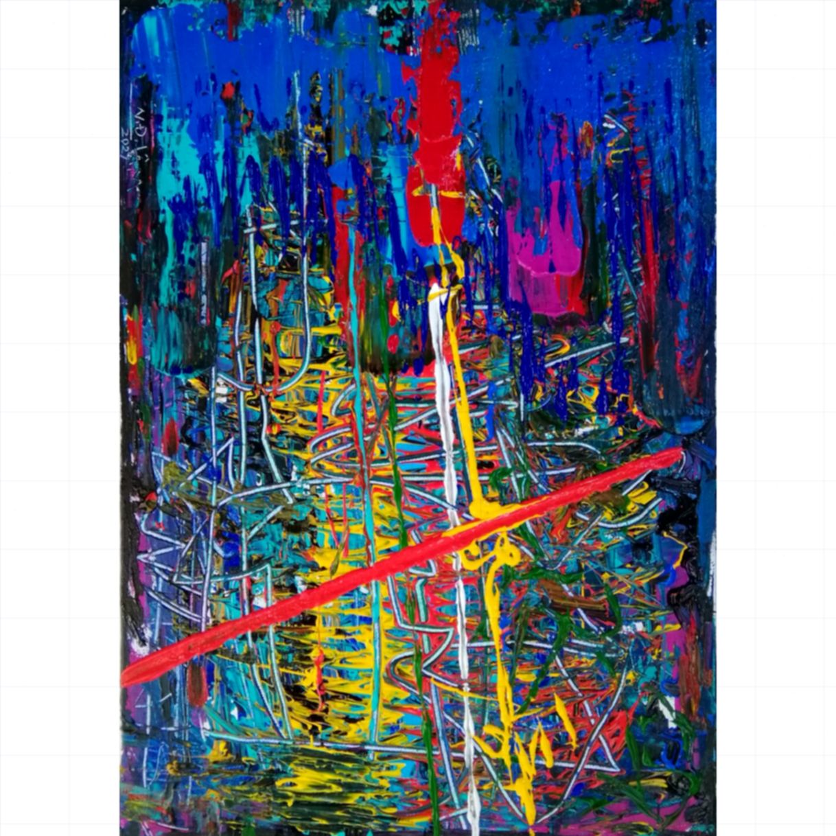 Tranh trừu tượng Giọt Mưa acrylic 50x70cm sáng tác 2021 