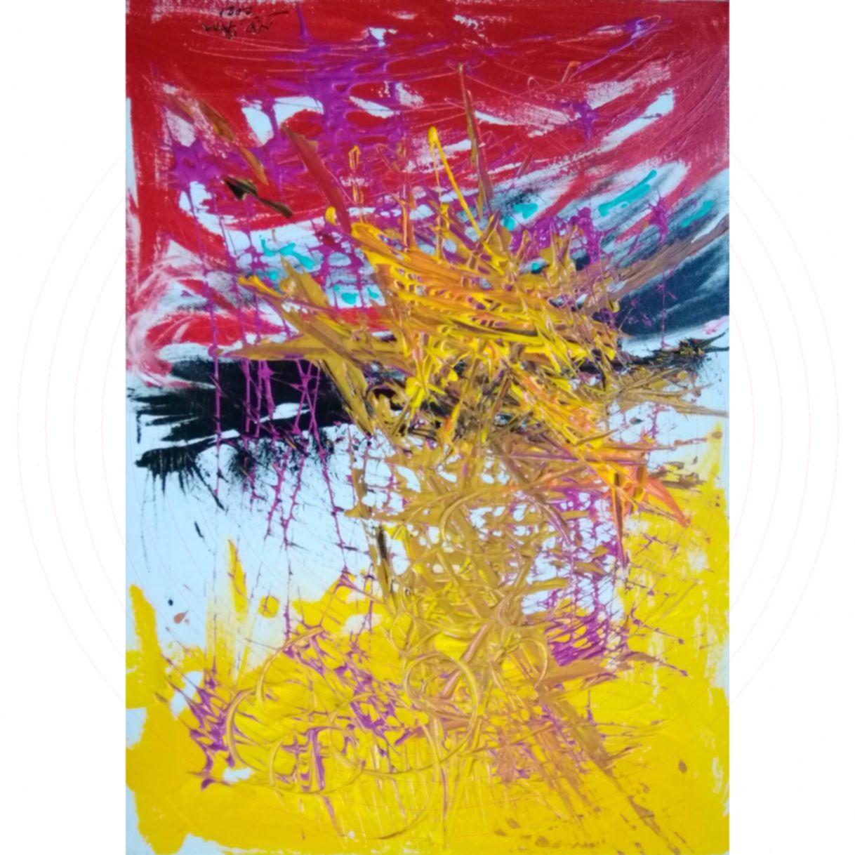 Tranh Trừu Tượng Bầu Trời Đỏ Acrylic Kích Thước 50x70cm Độc Bản 