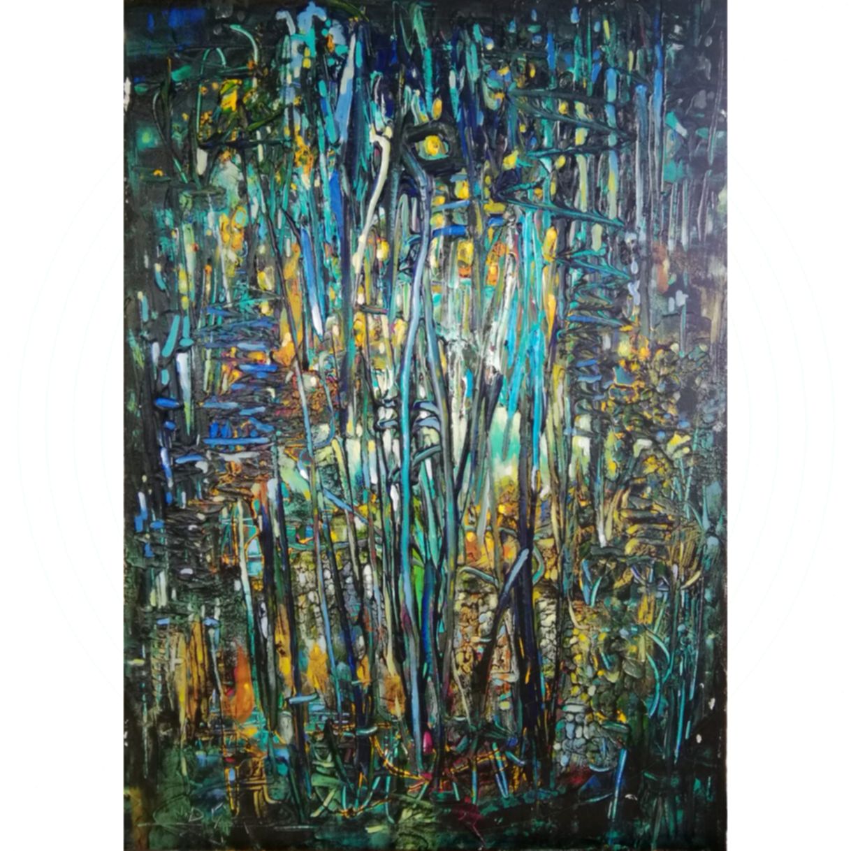 Tranh Trừu Tượng Soi Bóng Acrylic 50x70cm Độc Bản Có Giấy 