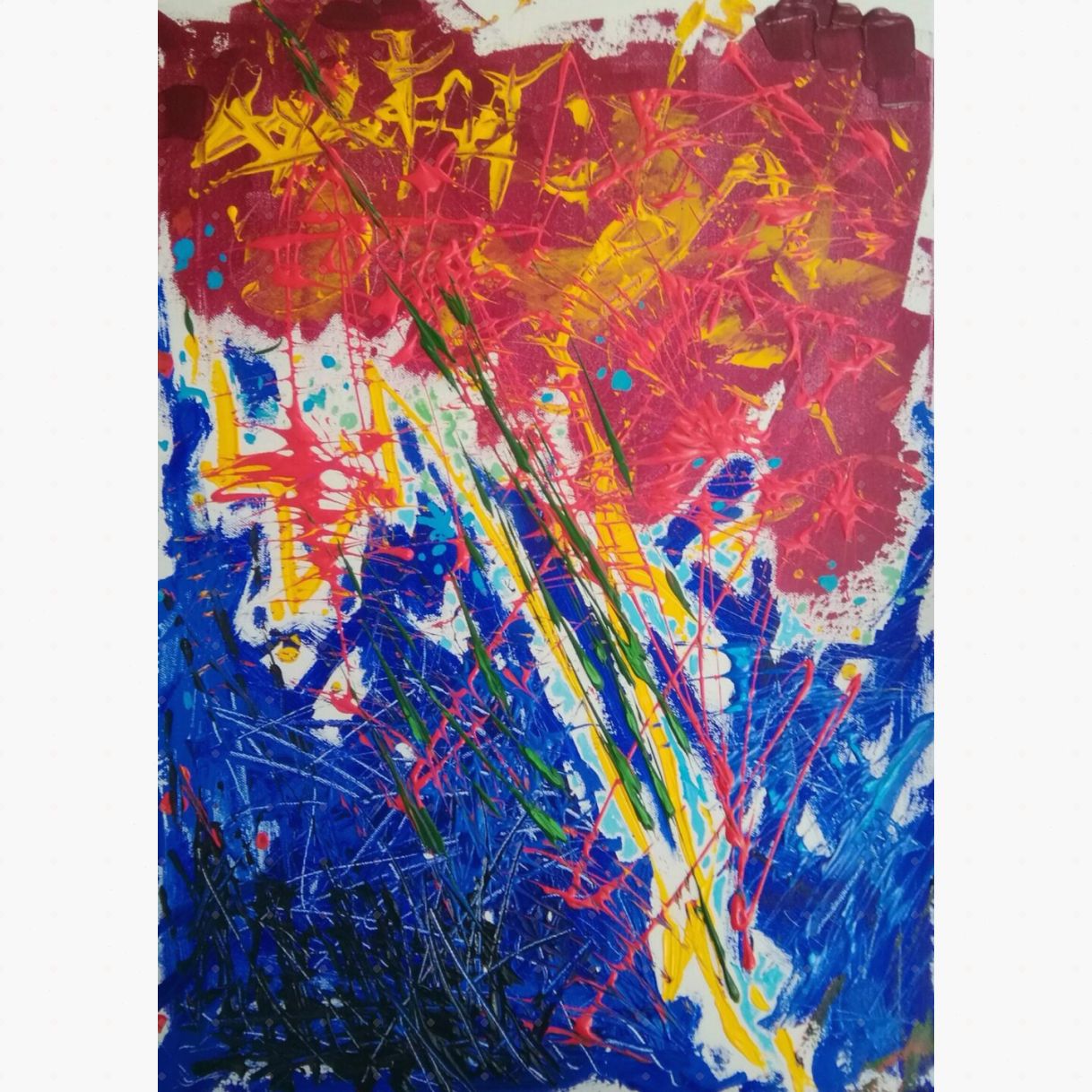 Tranh Trừu Tượng Cơn Mưa Tới Acrylic 50x70cm Nghệ Thuật 