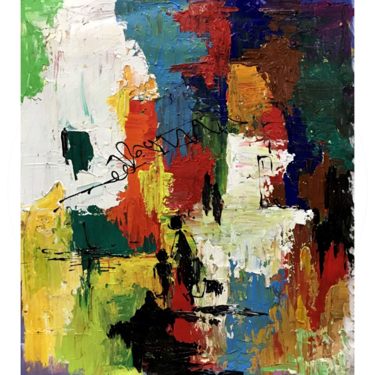Tranh Trừu Tượng Lắng Nghe Phố Acrylic 60x70cm Bản Quyền Họa Sĩ 