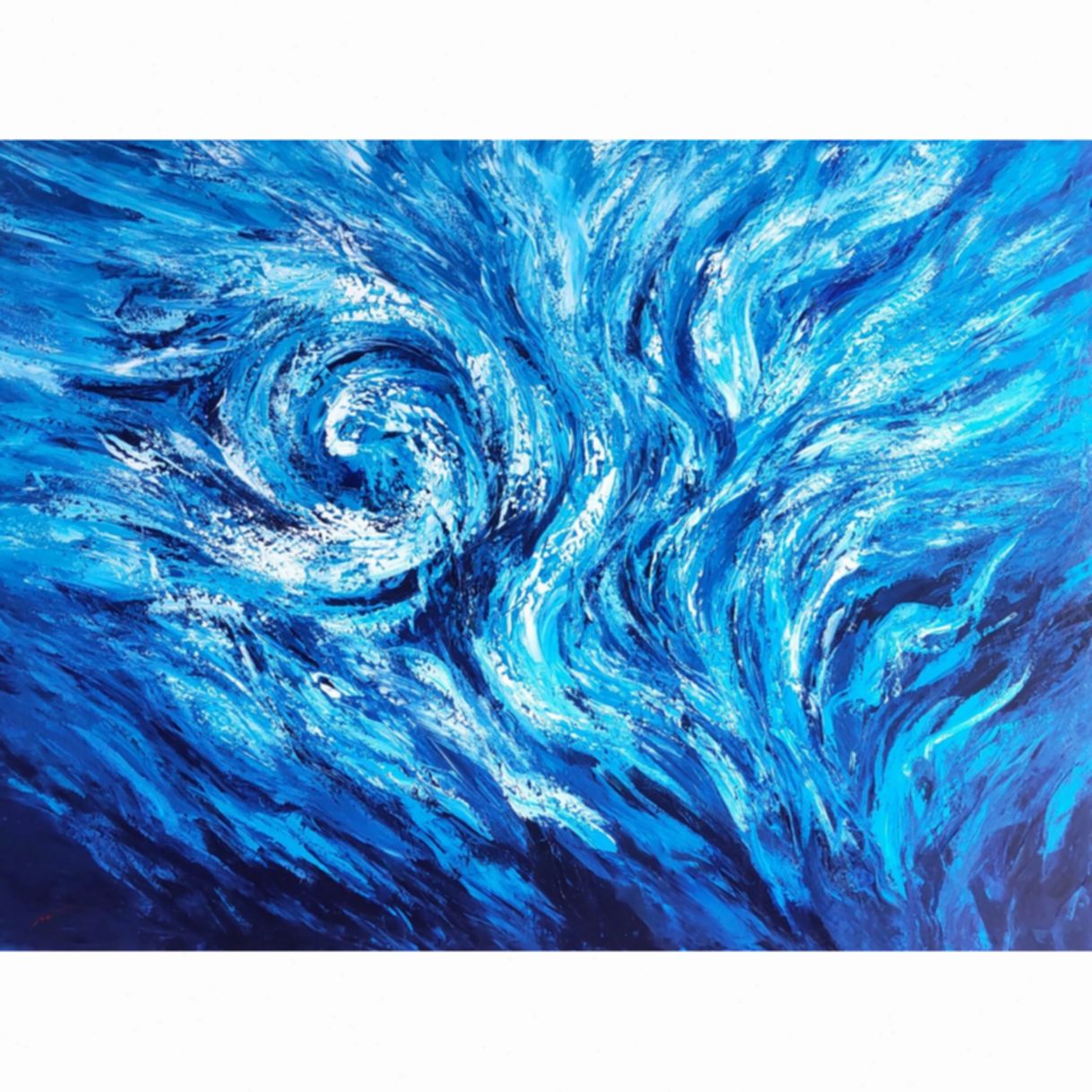 Tranh Trừu Tượng Blue Smoke Acrylic Tranh Độc Bản Màu Sắc Hút Mắt 