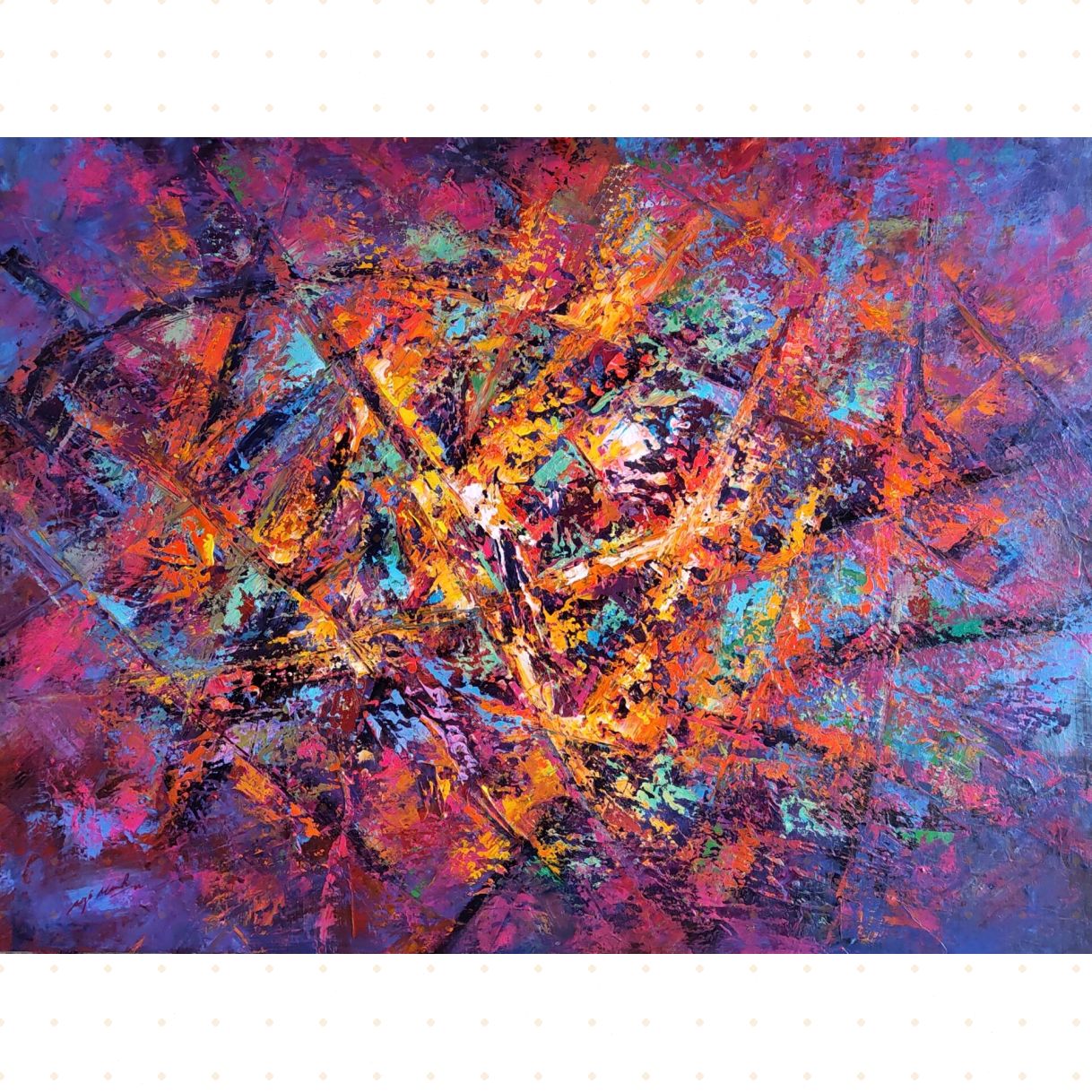 Tranh Trừu Tượng Four Seasons Melodies Acrylic 89x118cm 