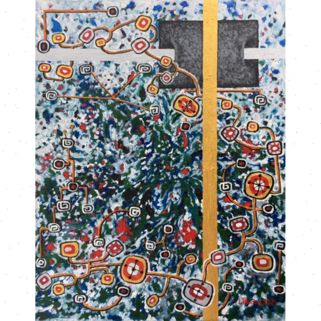 Tranh Trừu Tượng Kết Nối 1 Acrylic Canvas 40x50cm Bản Quyền 