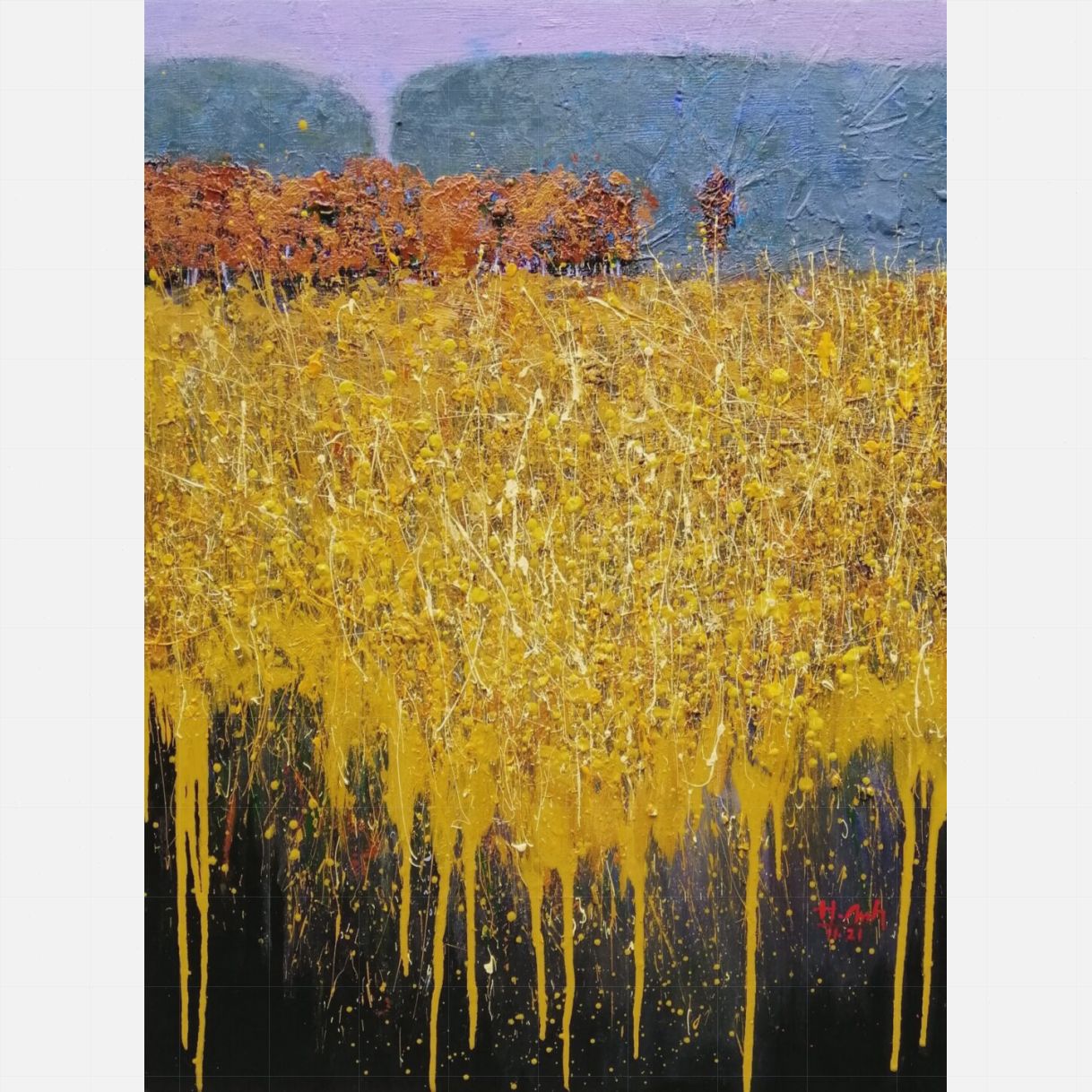 Tranh Trừu Tượng Mùa Thu Acrylic Toan 60x80cm 2021 