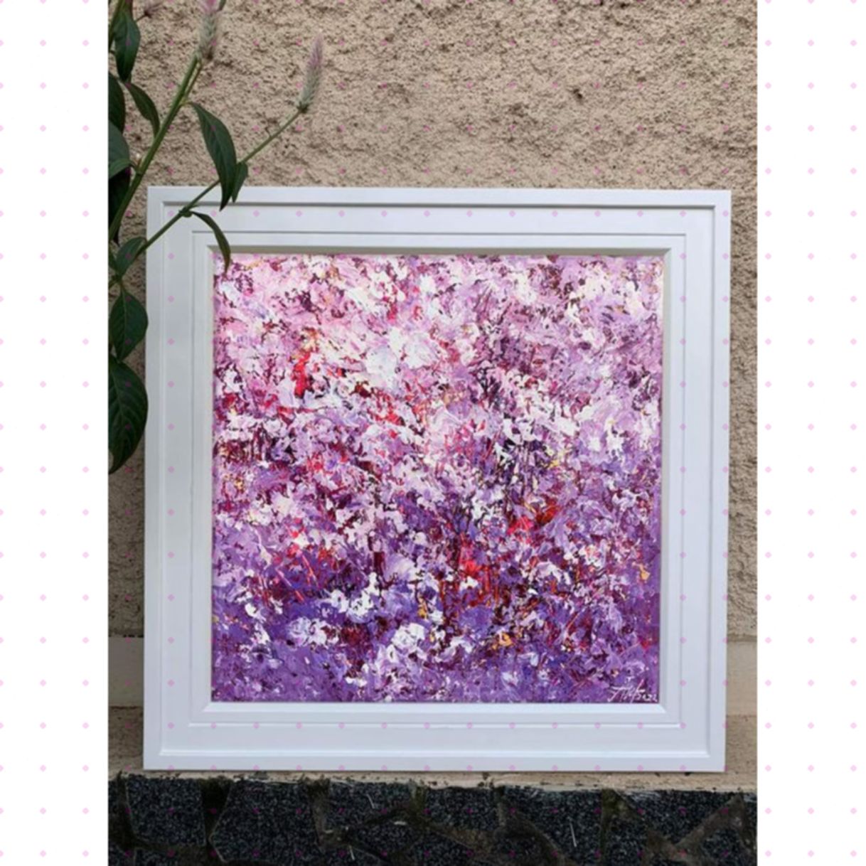 Tranh Acrylic Trừu Tượng Nhành Hoa III 50x50cm Sáng Tạo 2022 