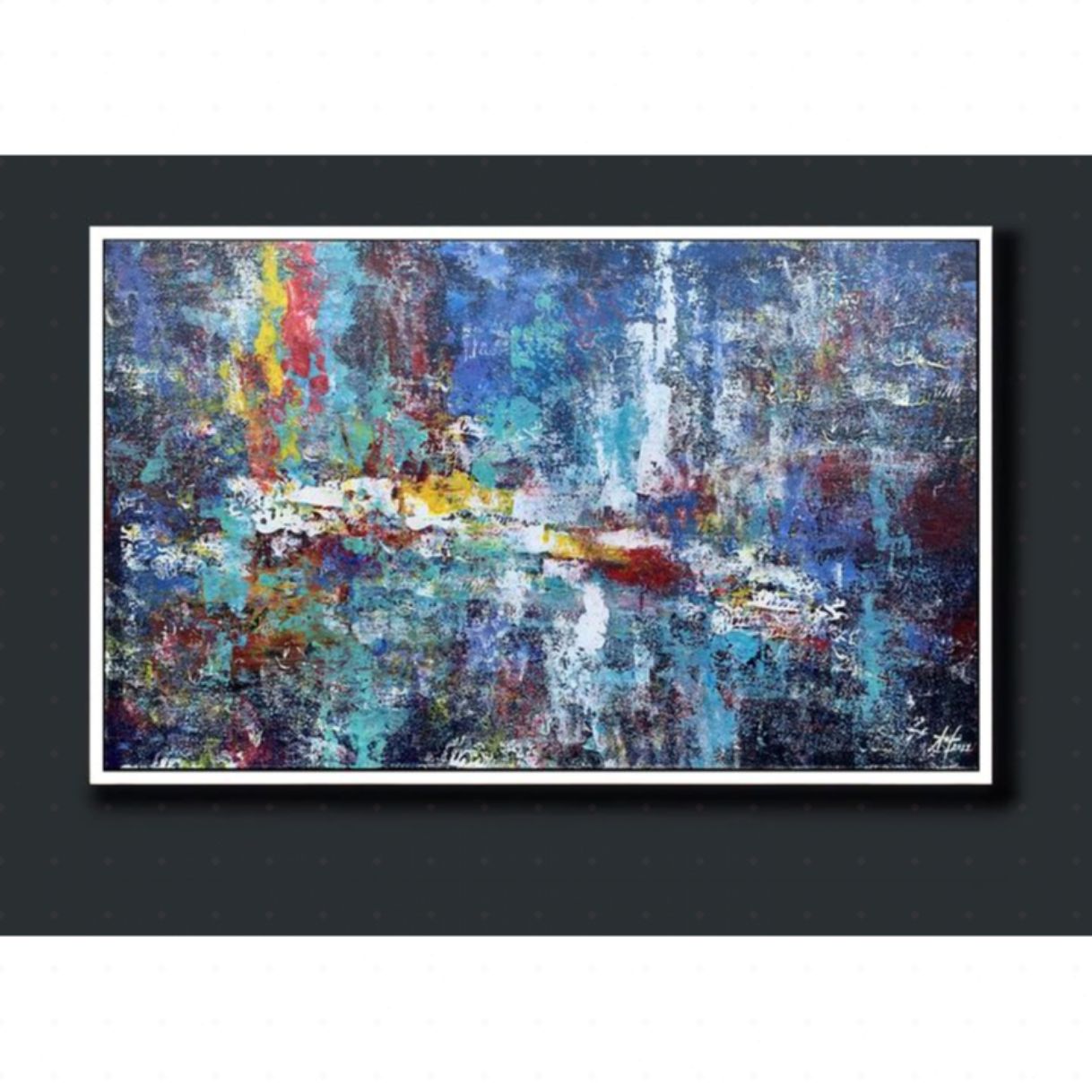 Tranh Trừu Tượng Trăng Thanh Acrylic 60x100cm Sang Trọng 