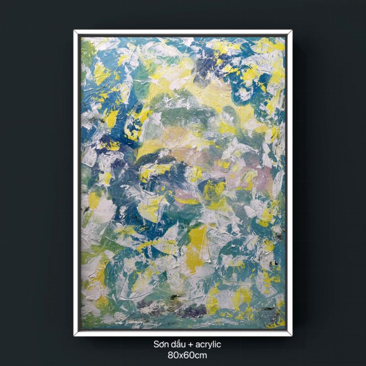Tranh Trừu Tượng Mai Vàng Sơn Dầu Độc Bản Kích Thước 60x80cm 