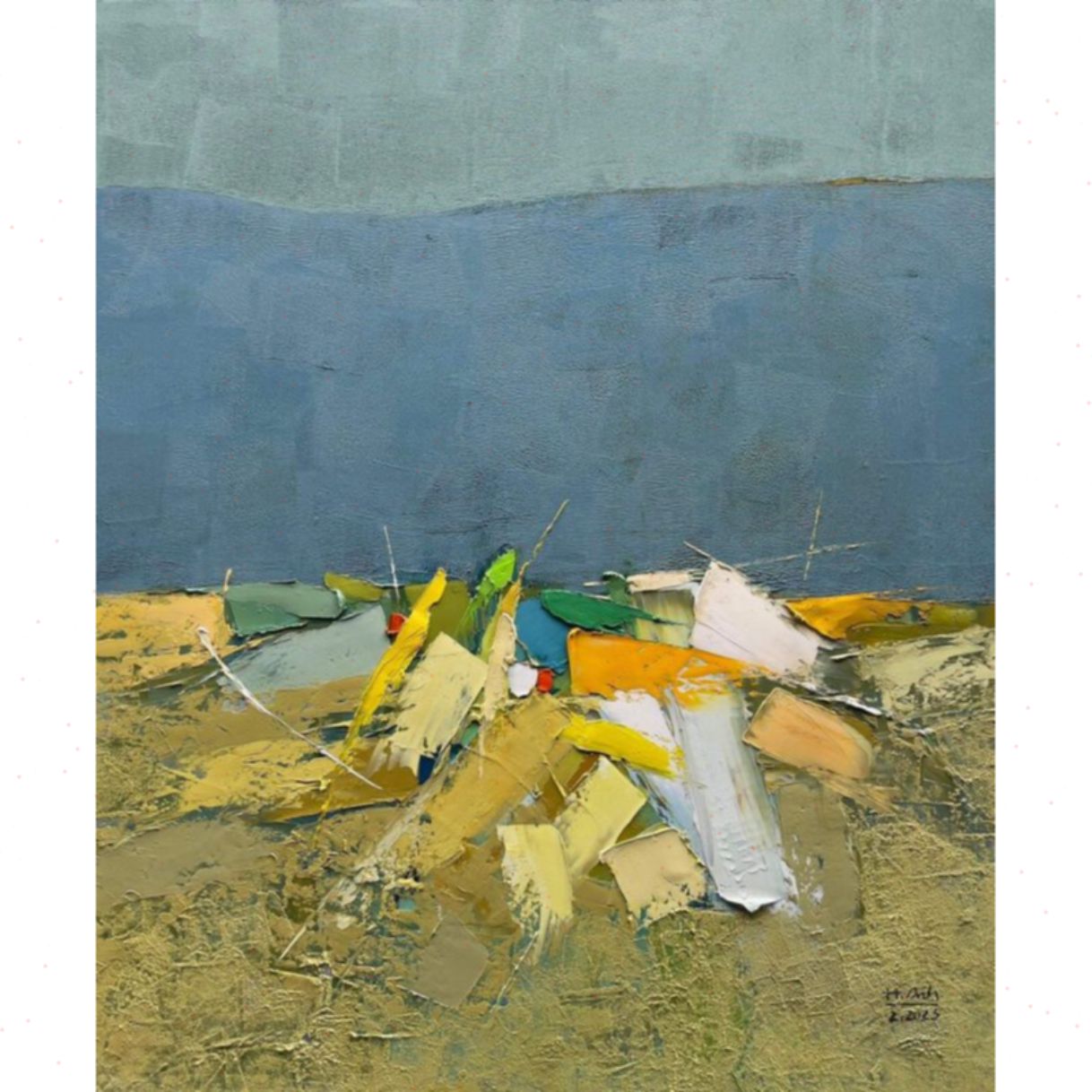 Tranh Trừu Tượng Cao Nguyên Sơn Dầu Toan 100x120cm Sáng Tác 2023 