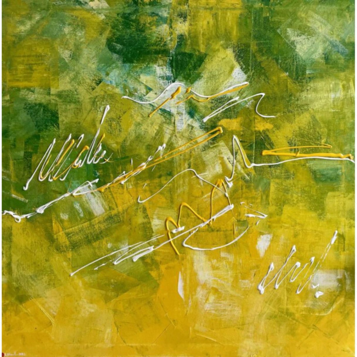 Tranh Trừu Tượng Cảm Xúc Thu Acrylic 100x100cm Độc Bản 