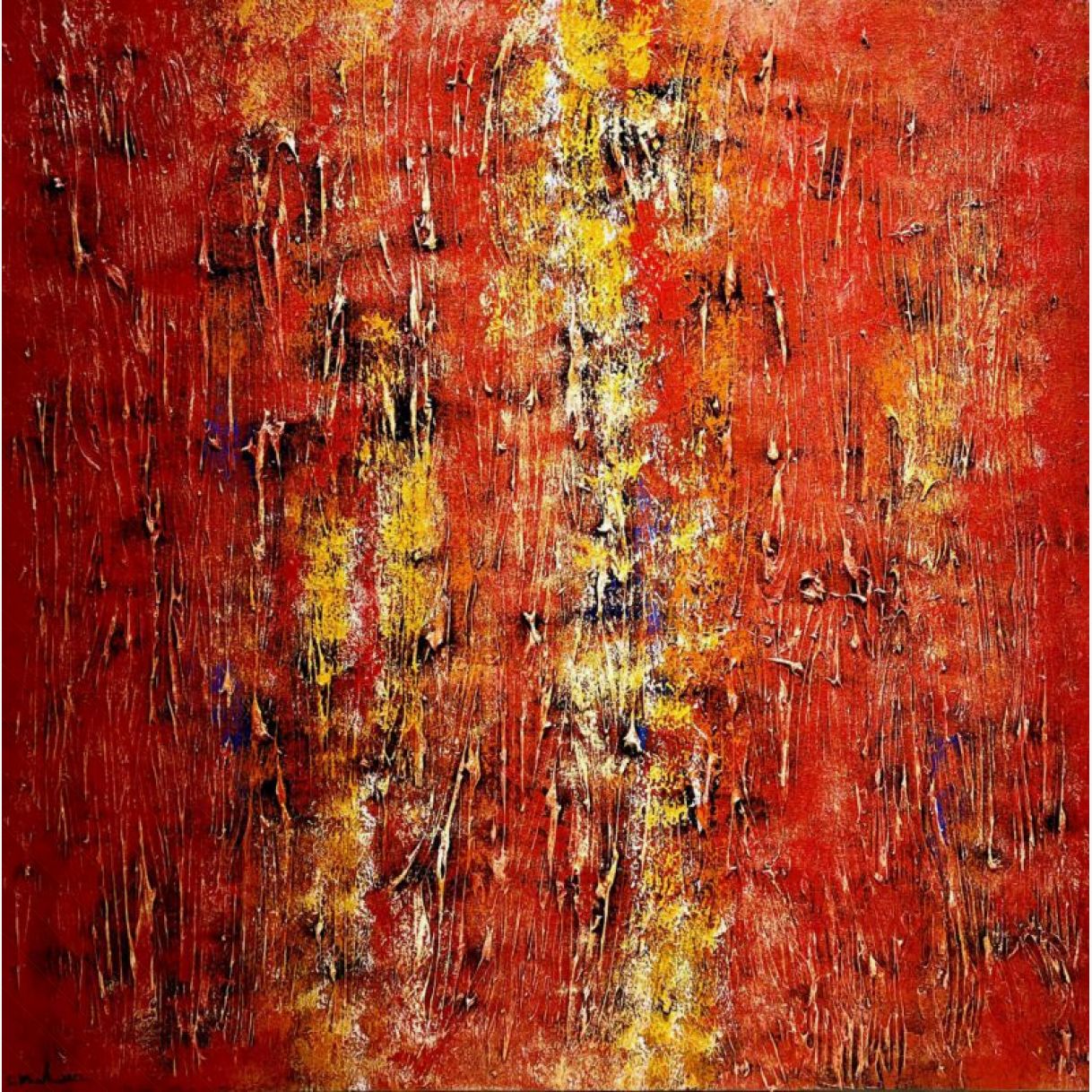 Tranh Trừu Tượng Mùa Hoa Phượng Acrylic Vuông 100x100cm 