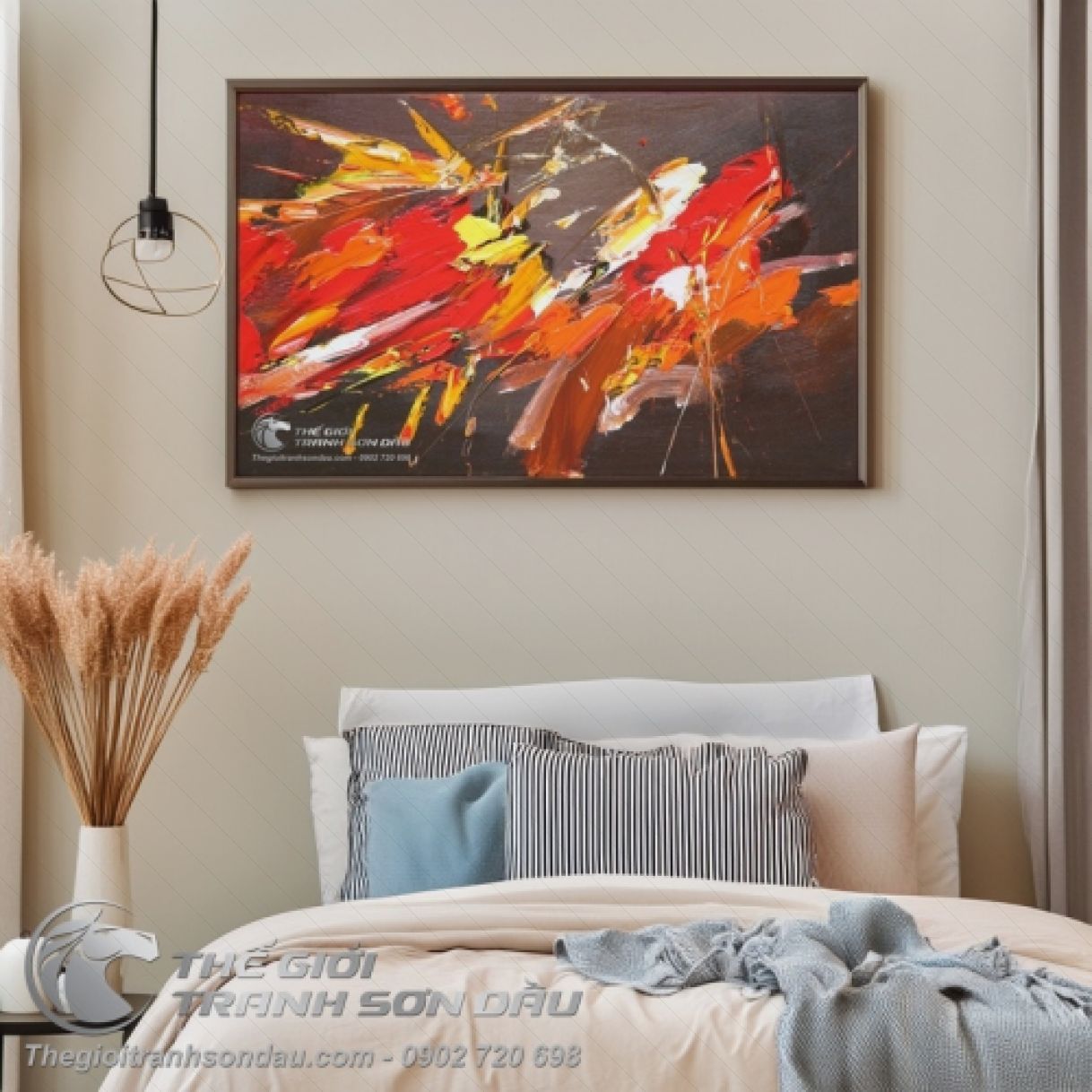 Tranh trừu tượng vệt màu số tám 50x80 sơn dầu đa sắc nghệ thuật hiện 