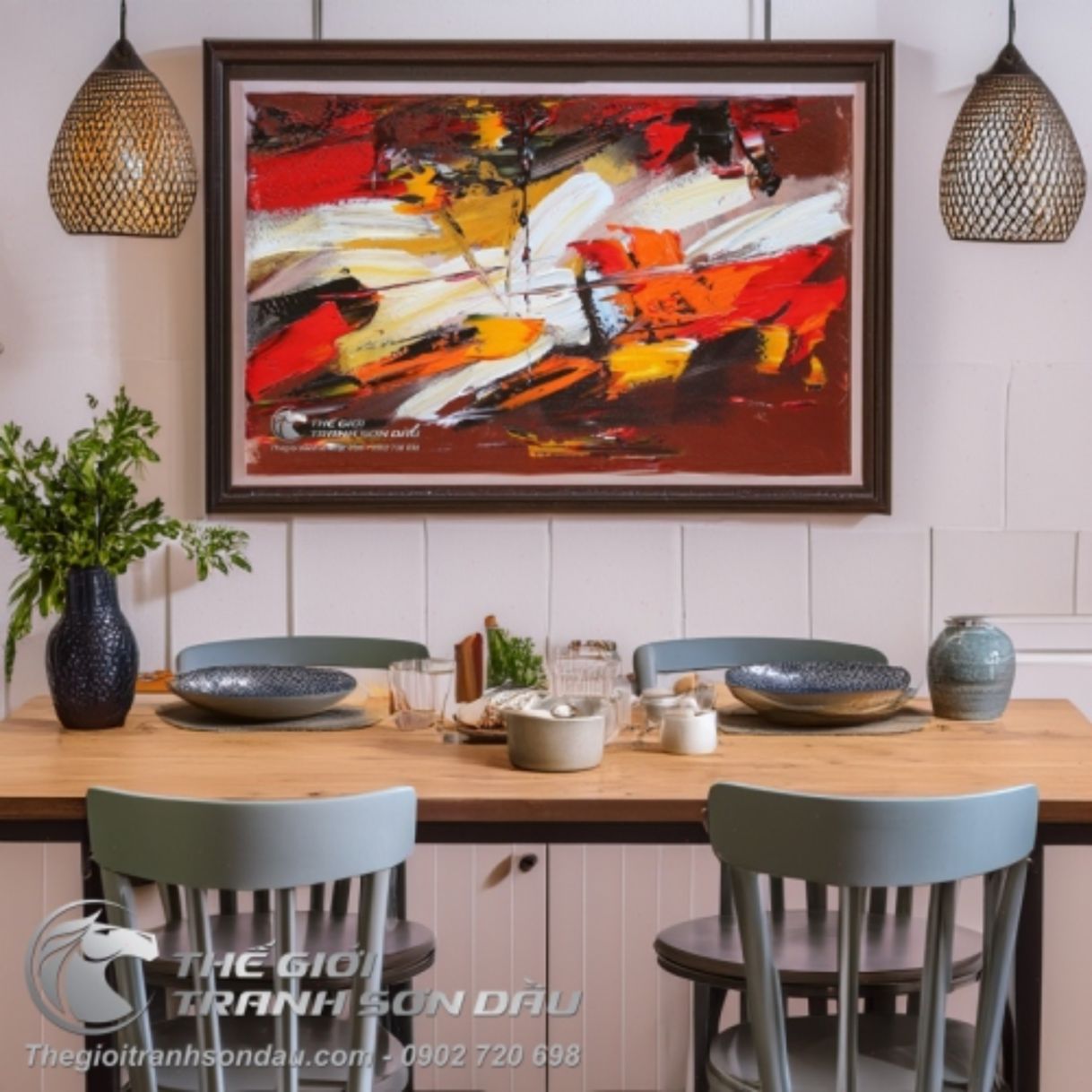 Tranh Trừu Tượng Ánh Sáng Số Tám 50x80cm Sơn Dầu Đa Màu 