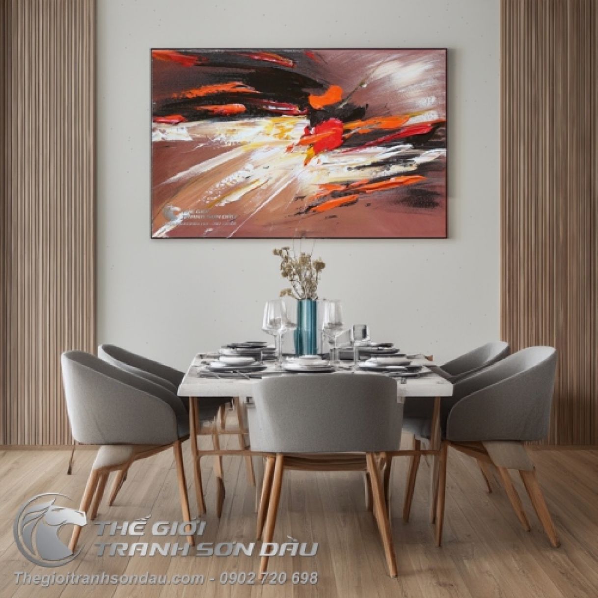 Tranh Trừu Tượng Ánh Sáng Số Ba Sơn Dầu 50x80cm Đa Sắc 