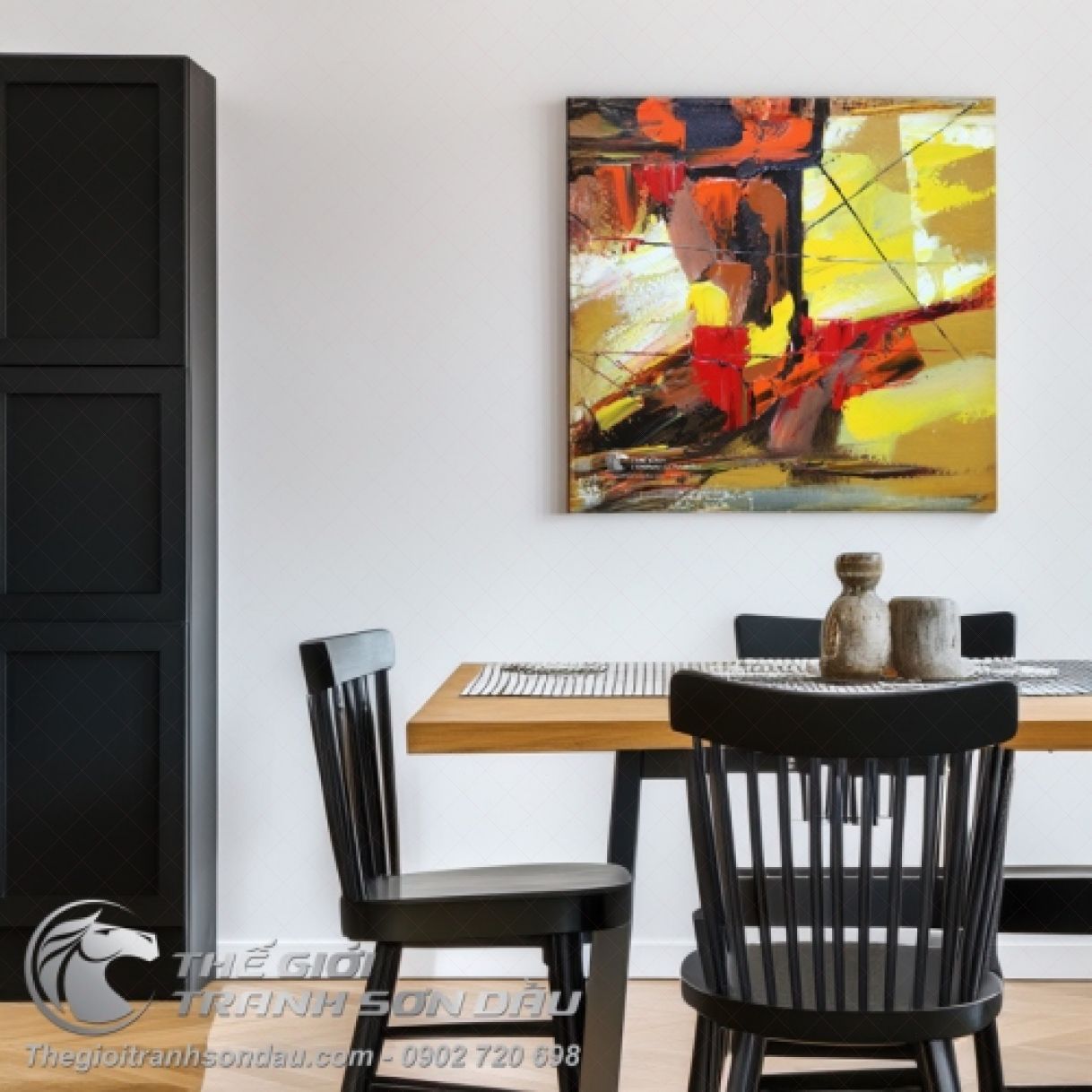 Tranh Trừu Tượng Mạnh Mẽ Số Bốn Sơn Dầu Kích Thước 50x50 