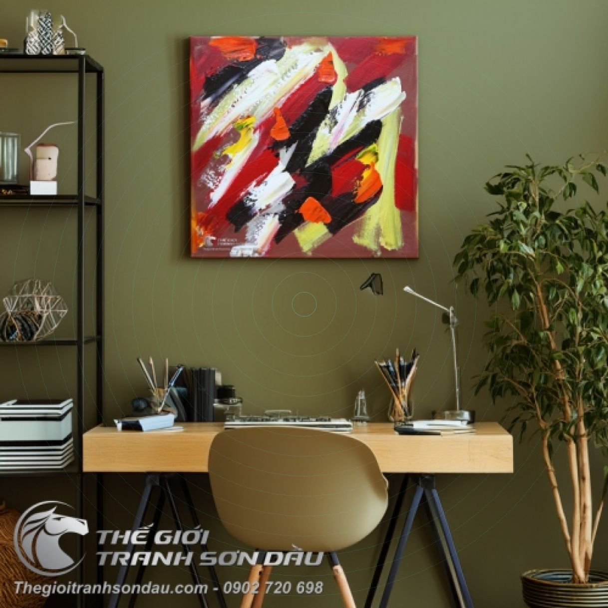 Tranh Trừu Tượng Xúc Cảm Số Tám Sơn Dầu Đa Màu 50x50cm 