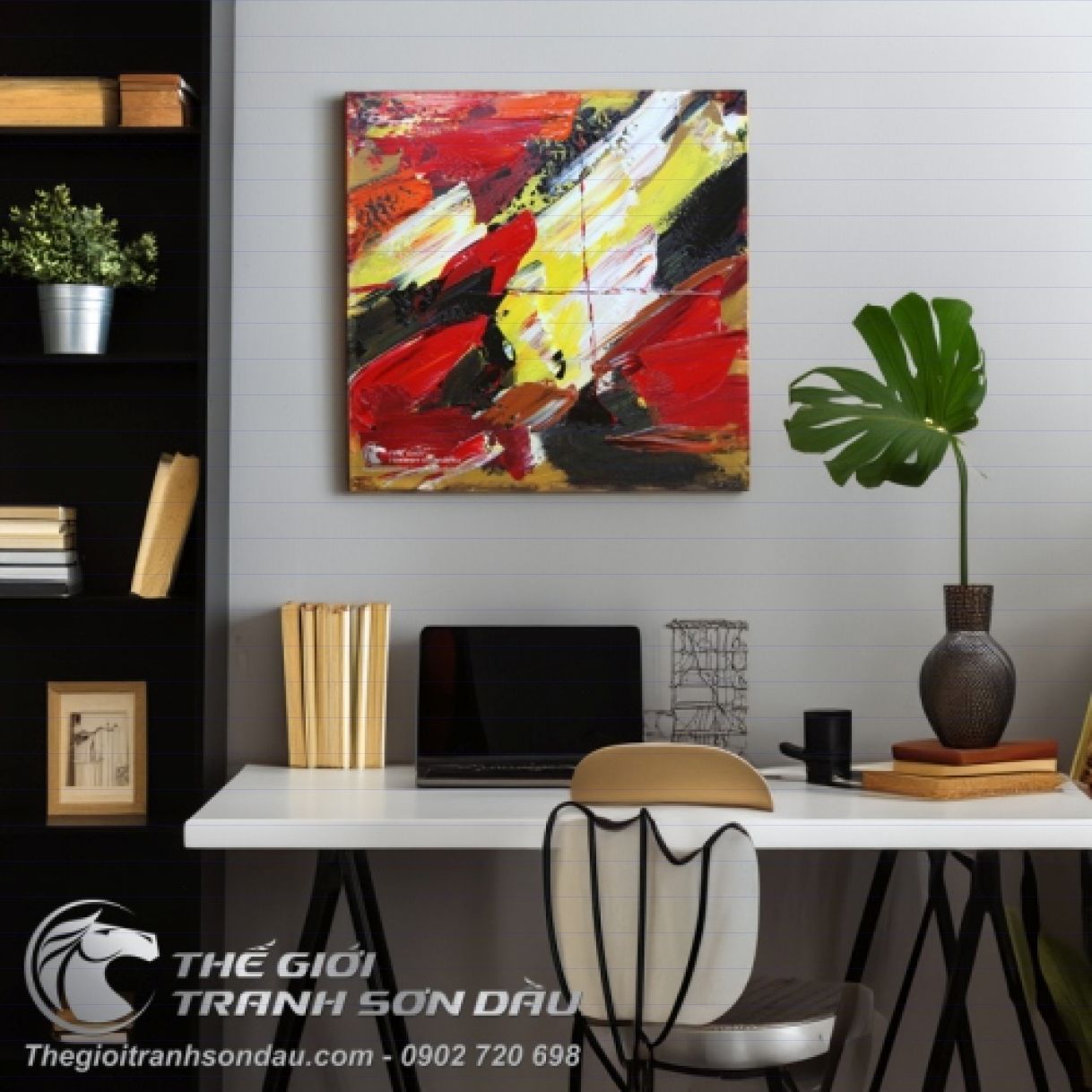 Tranh Trừu Tượng Cảm Xúc Số Tám Sơn Dầu 50x50cm Sang Trọng Đa Sắc 