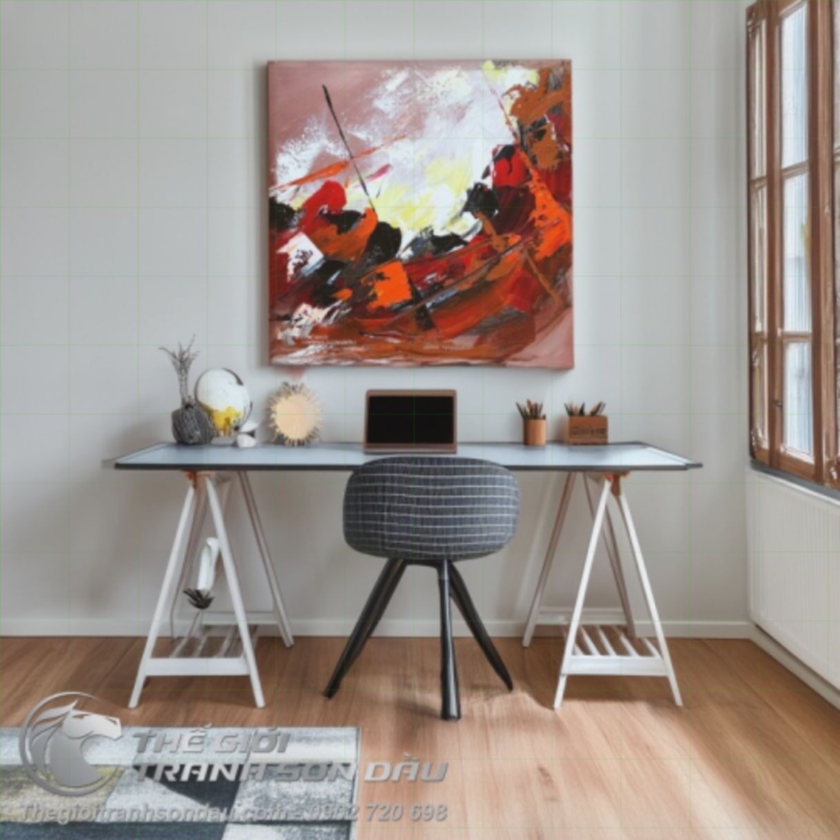 Tranh trừu tượng cảm xúc số bốn sơn dầu đa sắc 50x50cm 