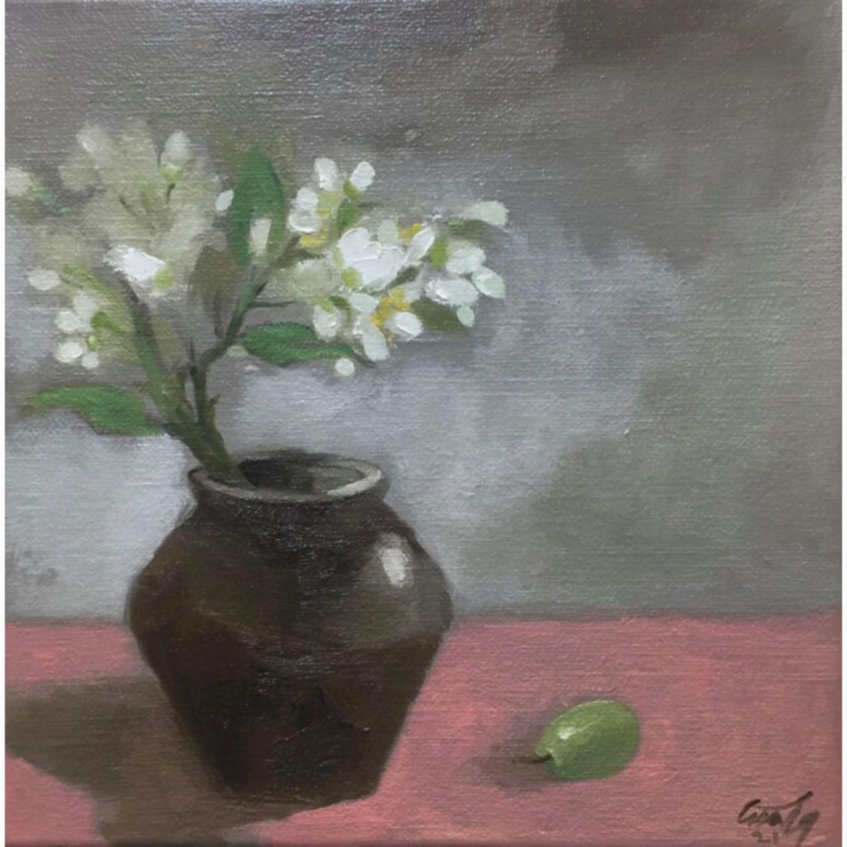 Tranh Sơn Dầu Hương Đầu Mùa 40x40cm Độc Bản Có Giấy Pháp Lý 