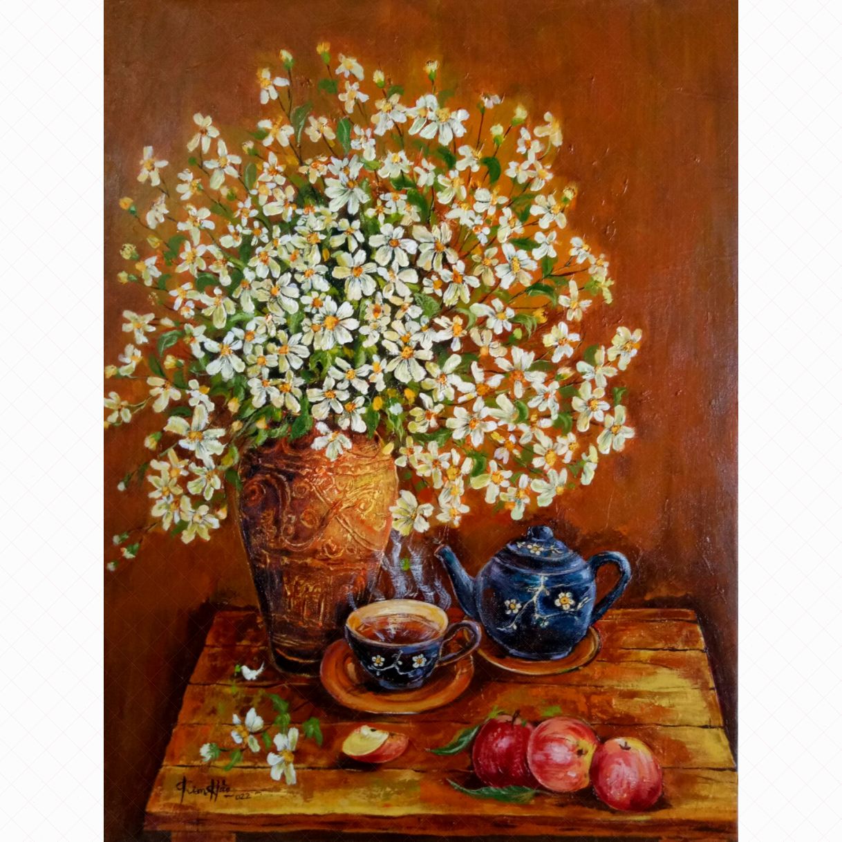 Tranh Hoa Thưởng Trà Acrylic 60x80cm Phòng Khách 