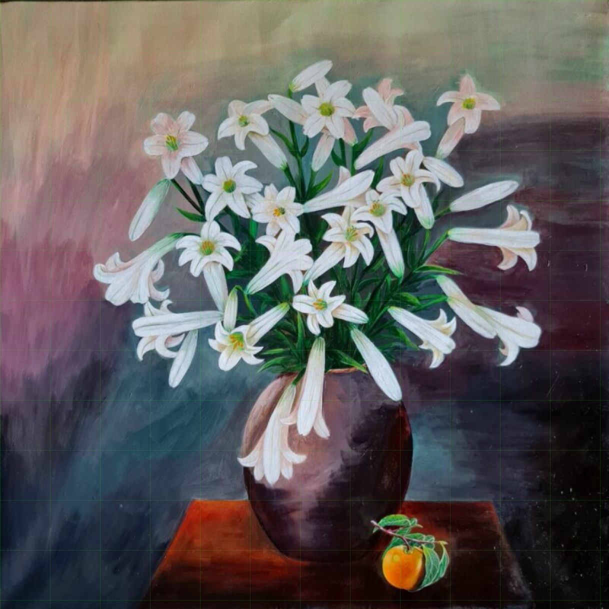 Tranh hoa tĩnh vật tháng tư acrylic 60x60cm tranh sáng tác độc bản 