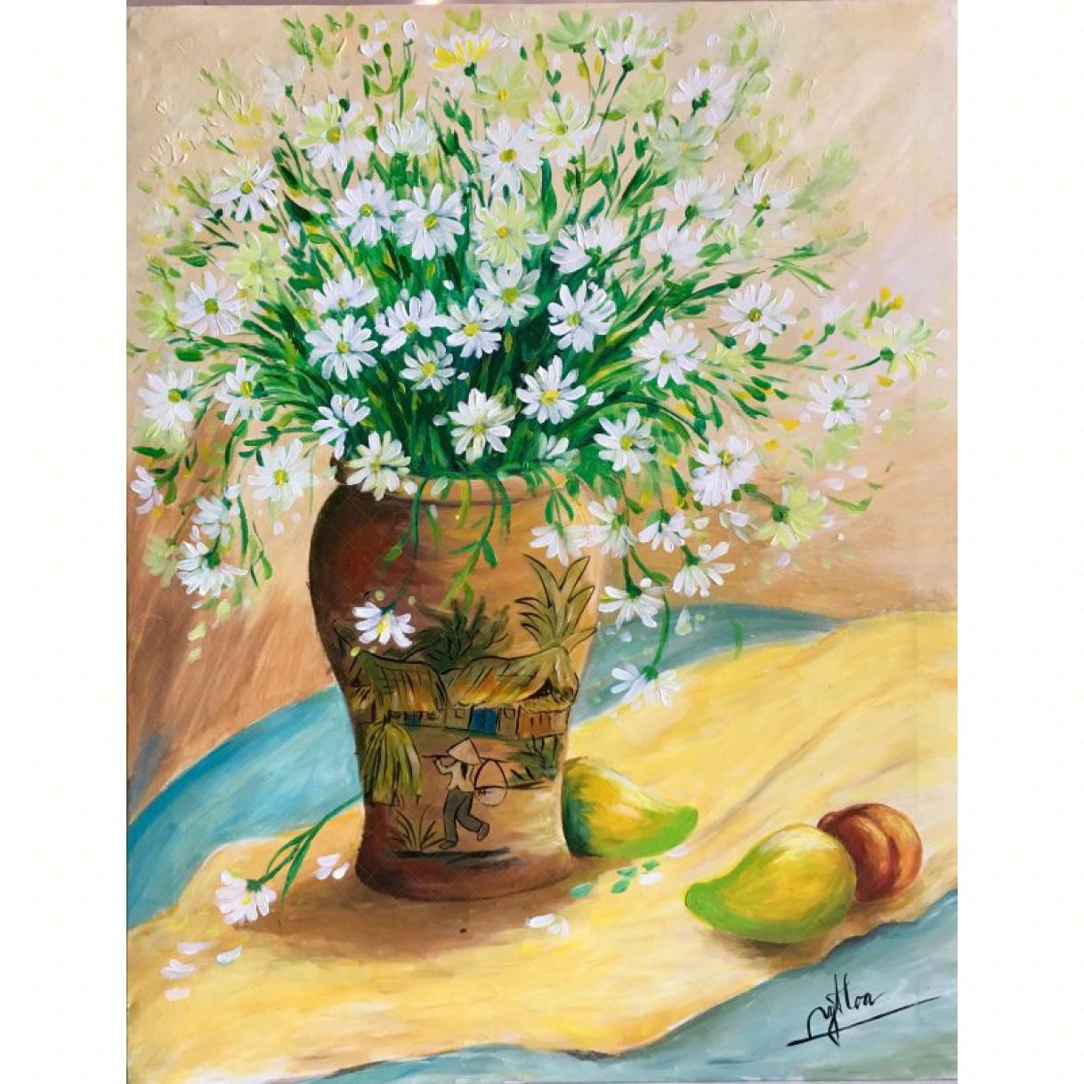 Tranh Nguyễn Hoa Tĩnh Vật Acrylic Sang Trọng 70x90cm 