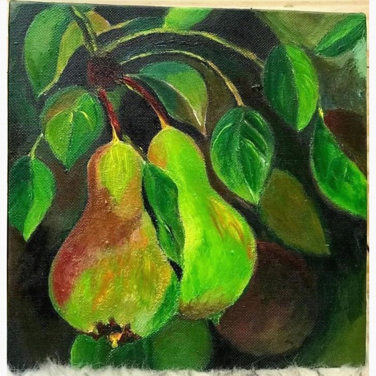 Tranh Tĩnh Vật Quả Lê Acrylic 25x25cm Sắc Nét Tinh Tế 