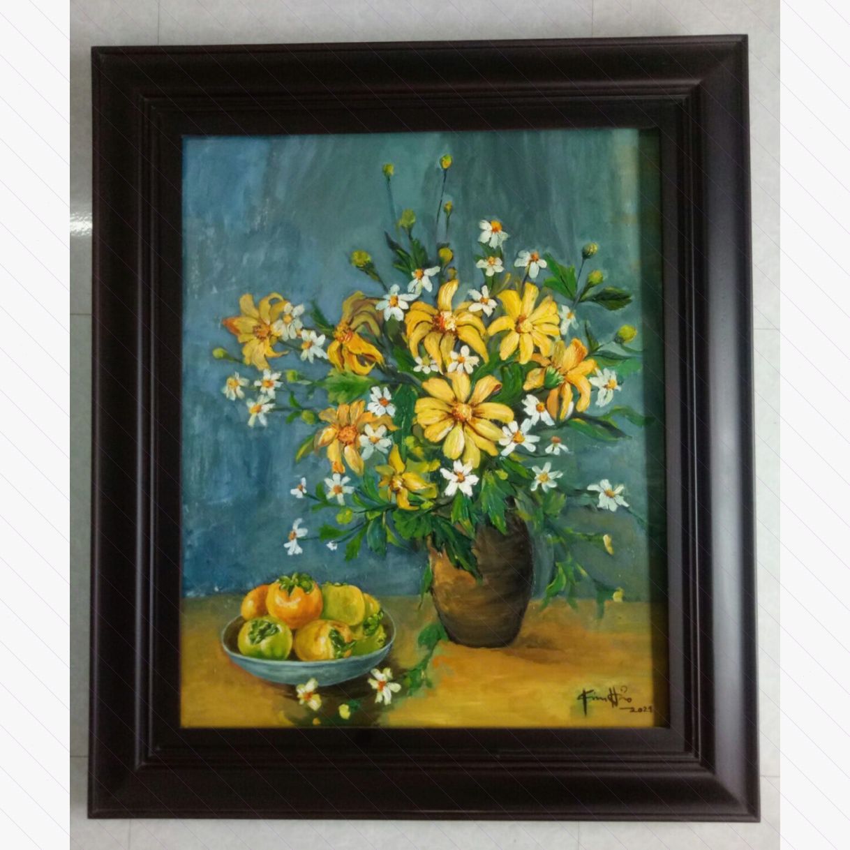 Tranh tĩnh vật hoa quả phố núi acrylic sáng tạo độc quyền 