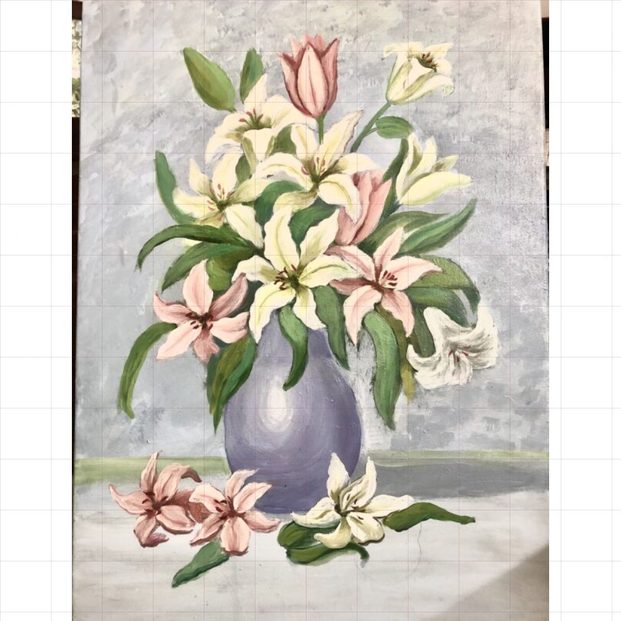 Tranh Hoa Bên Khung Cửa Acrylic 40x50cm Sáng Tác Độc Bản 