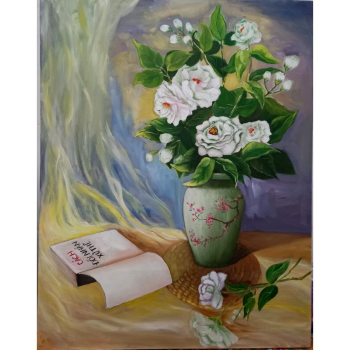 Tranh hoa hoa sơn dầu kích thước 70x90cm độc bản 