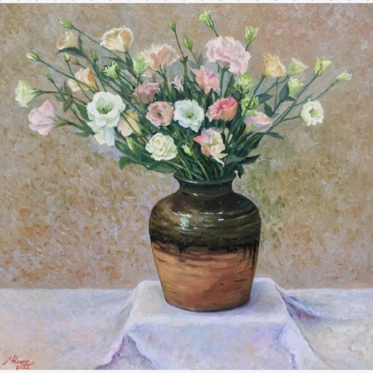 Tranh Sơn Dầu Hoa Cát Tường 70x70cm Sáng Tác 2022 
