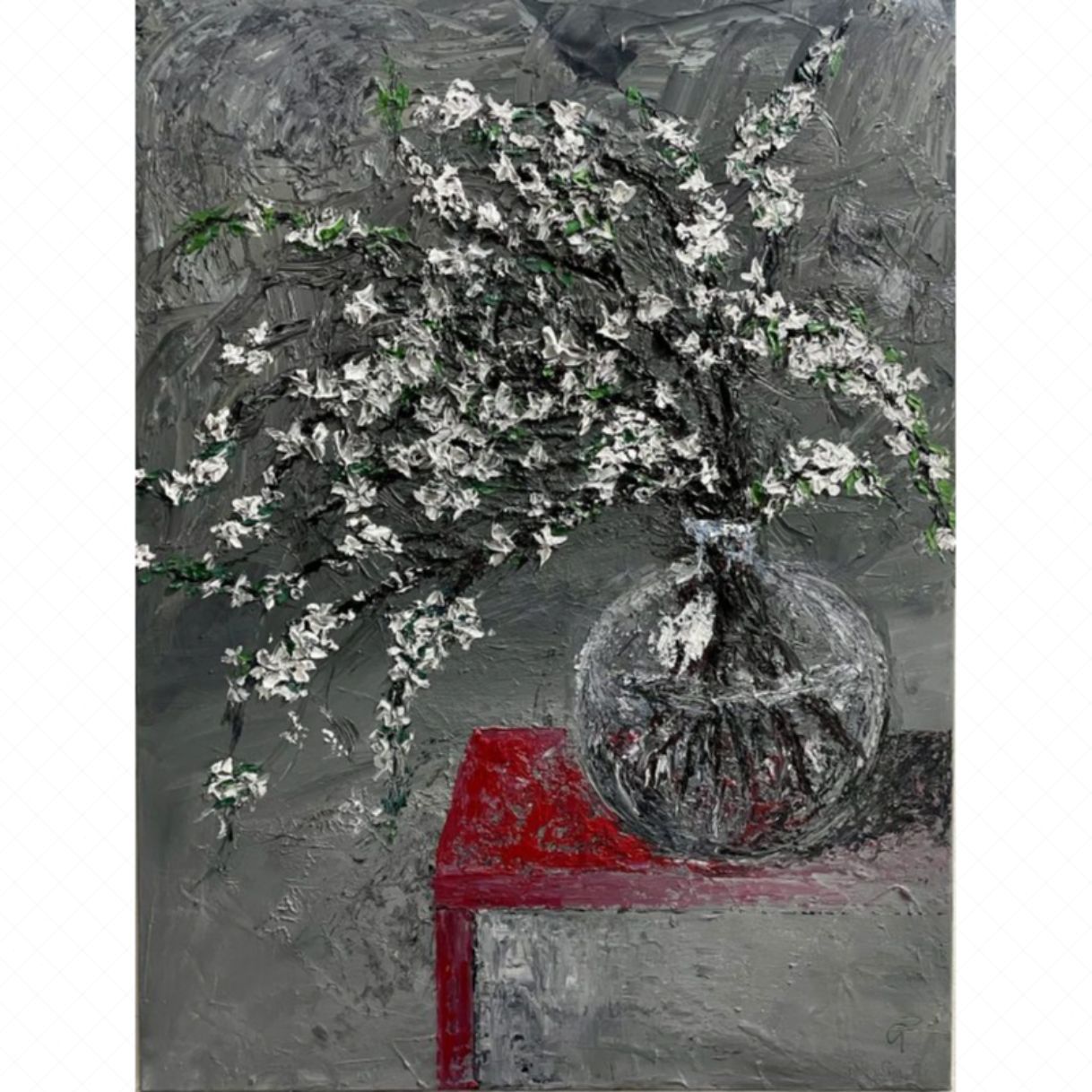 Tranh Sơn Dầu Hoa Anh Đào 60x80cm Canvas Độc Bản Sáng Tác 